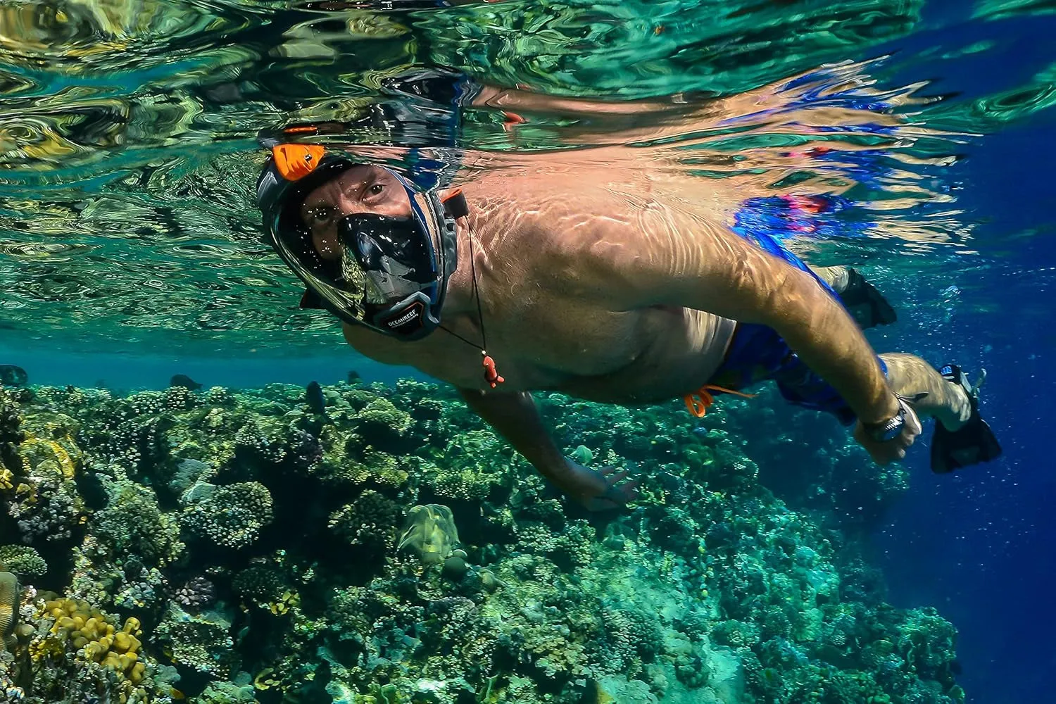 - Aria QR   Quick Release Snorkeling Mask - Full Face Snorkeling Mask - 180 Degree Underwater Vision - 8 Colours and 4 Sizes