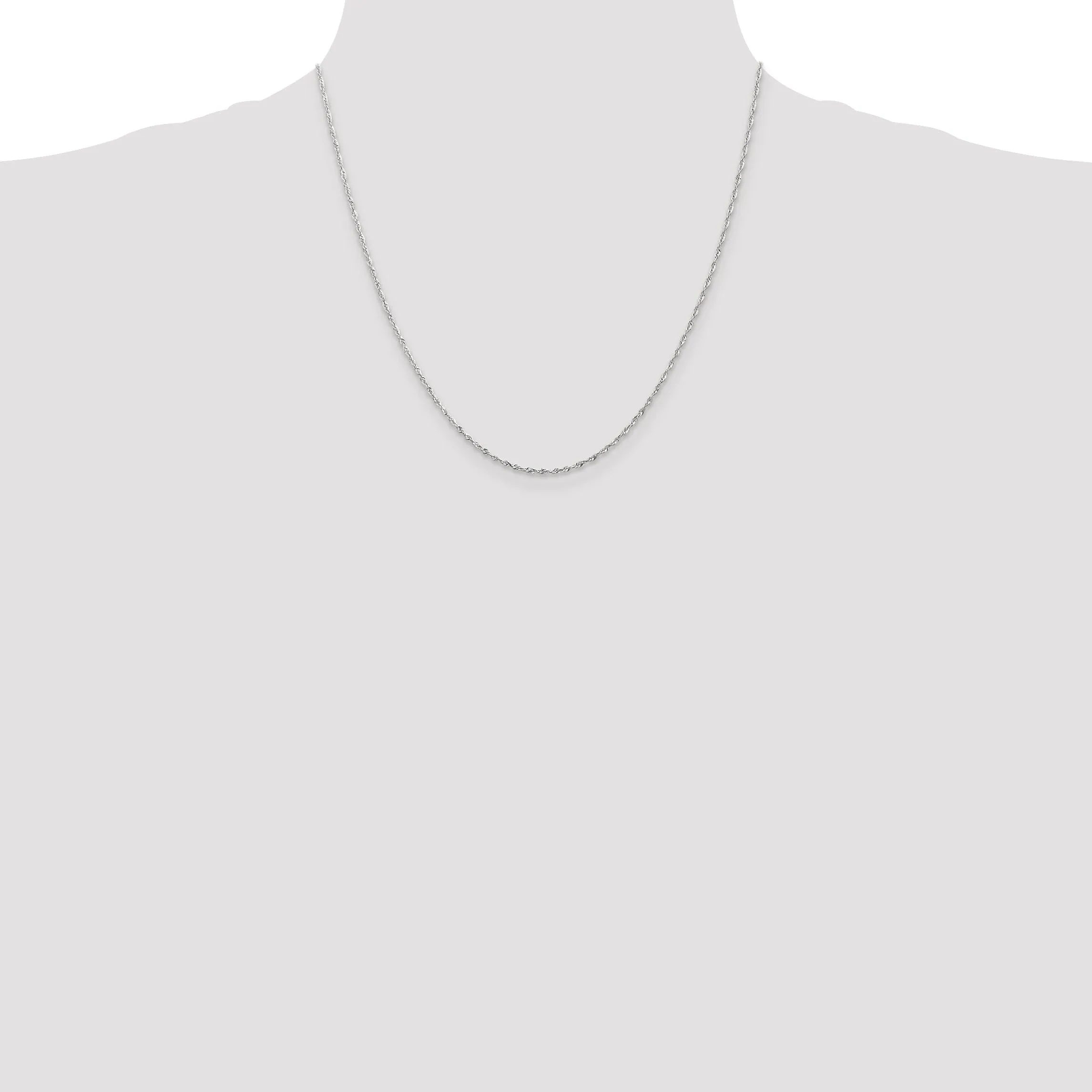 10K White Gold 2.5mm D.C Lightweight Rope Chain