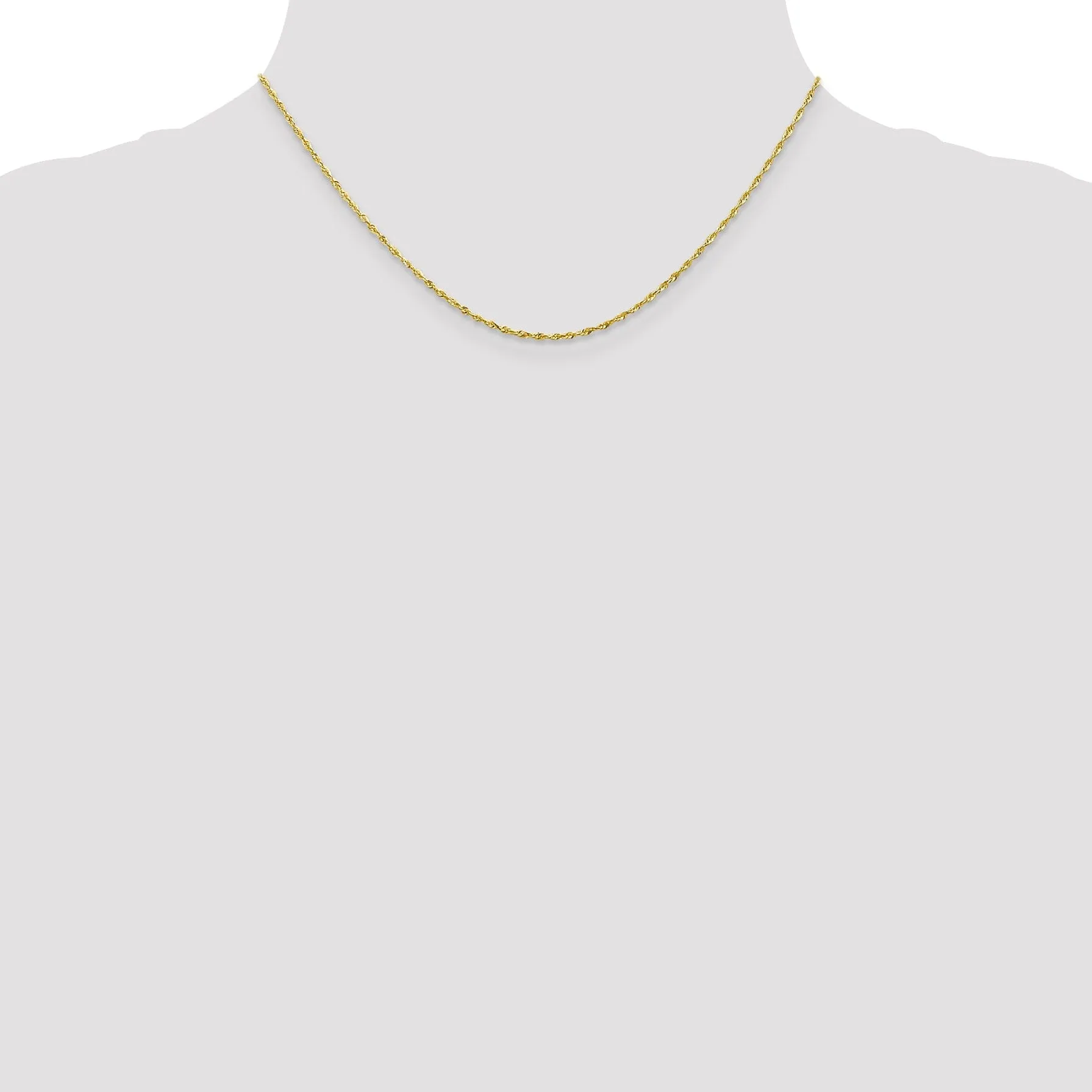 10k Yellow Gold 1.5m D.C Lightweight Rope Chain