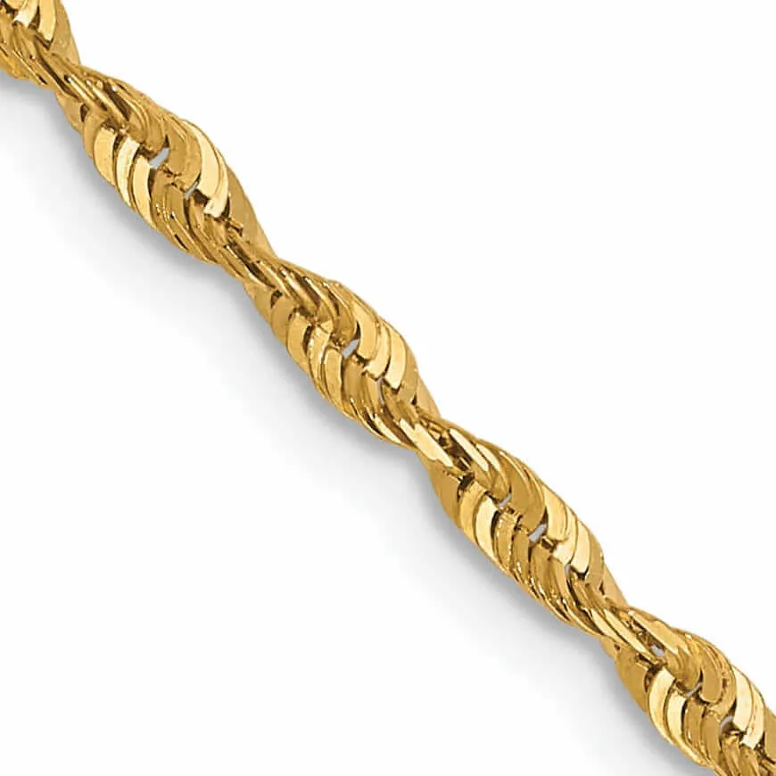 10k Yellow Gold 1.8m D.C Lightweight Rope Chain