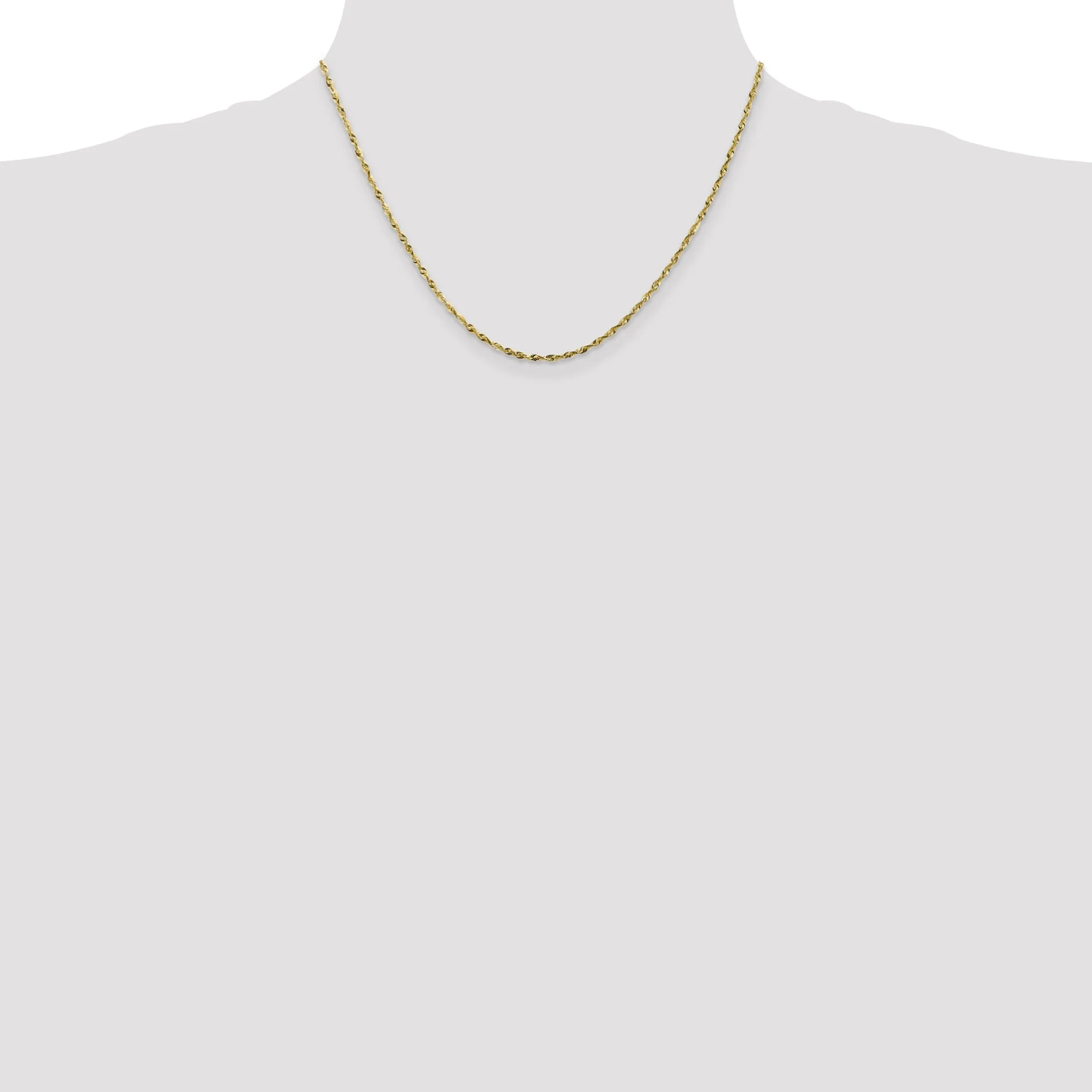 10k Yellow Gold 1.8m D.C Lightweight Rope Chain