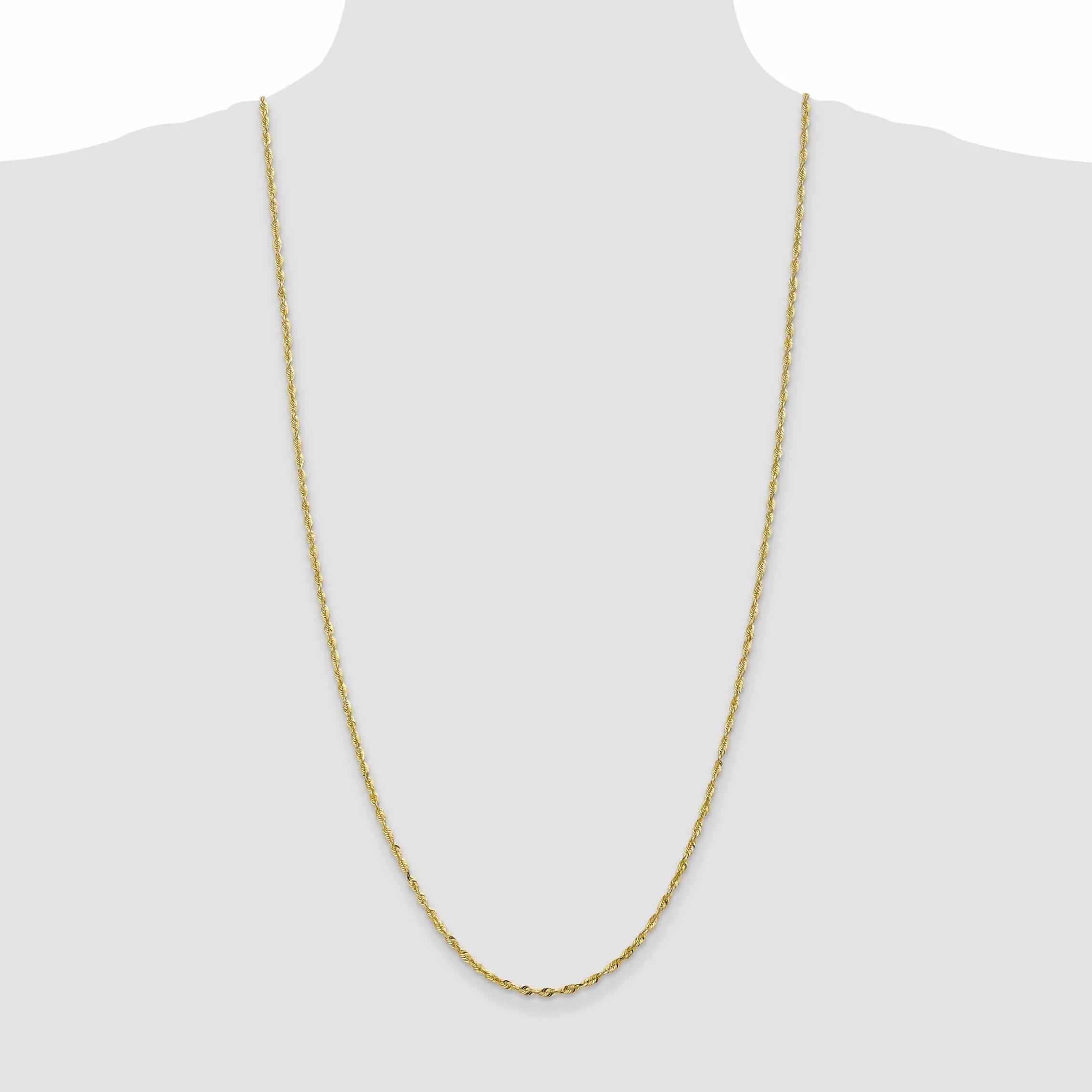 10k Yellow Gold 2.5m D.C Lightweight Rope Chain