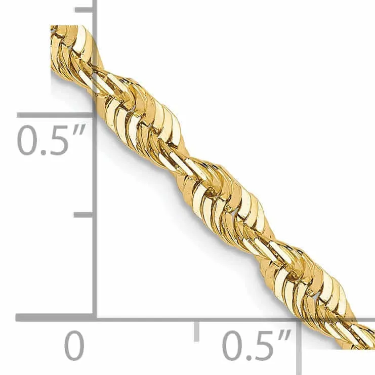10k Yellow Gold 3.5m D.C Lightweight Rope Chain