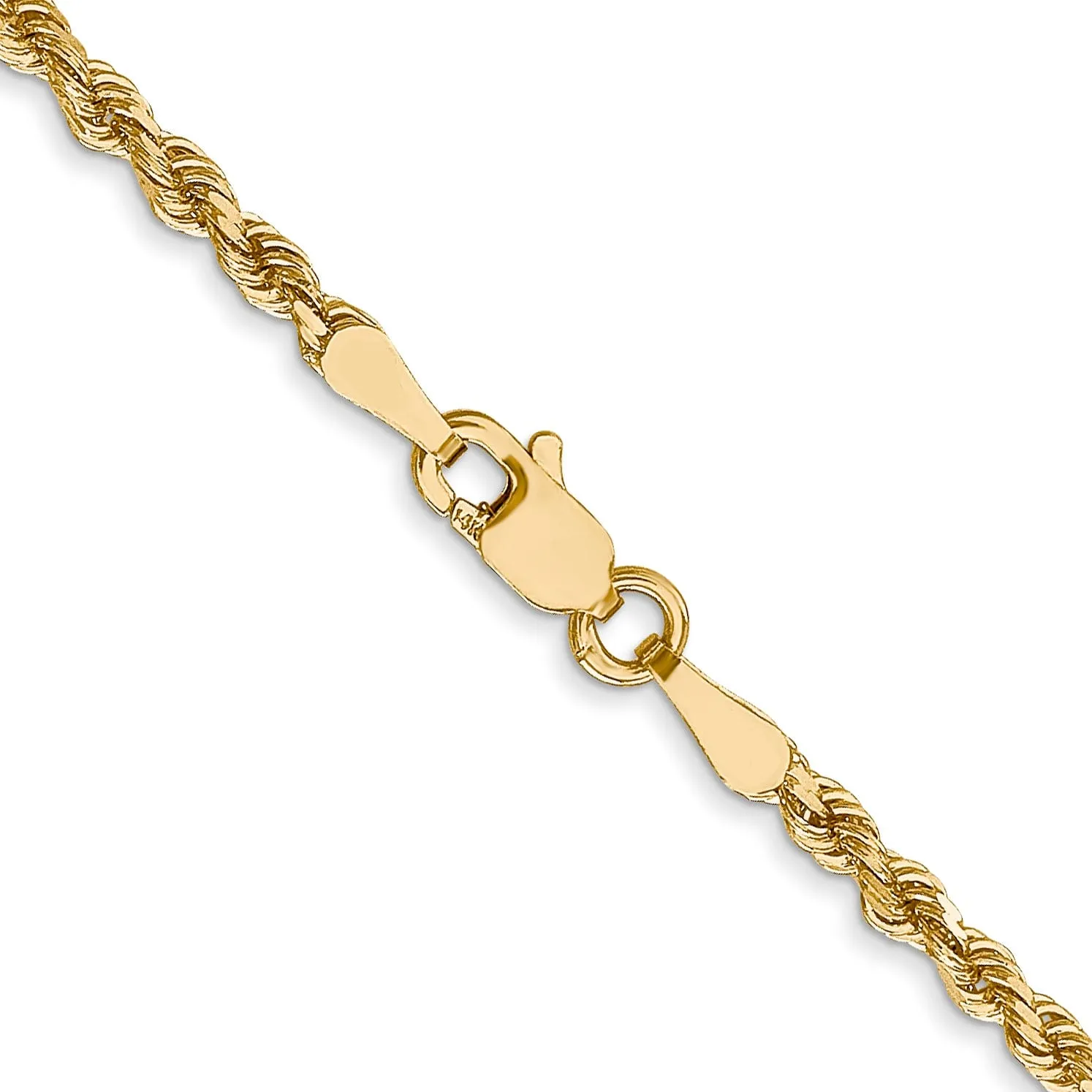 14k Yellow Gold 2.5mm D.C Lightweight Rope Chain