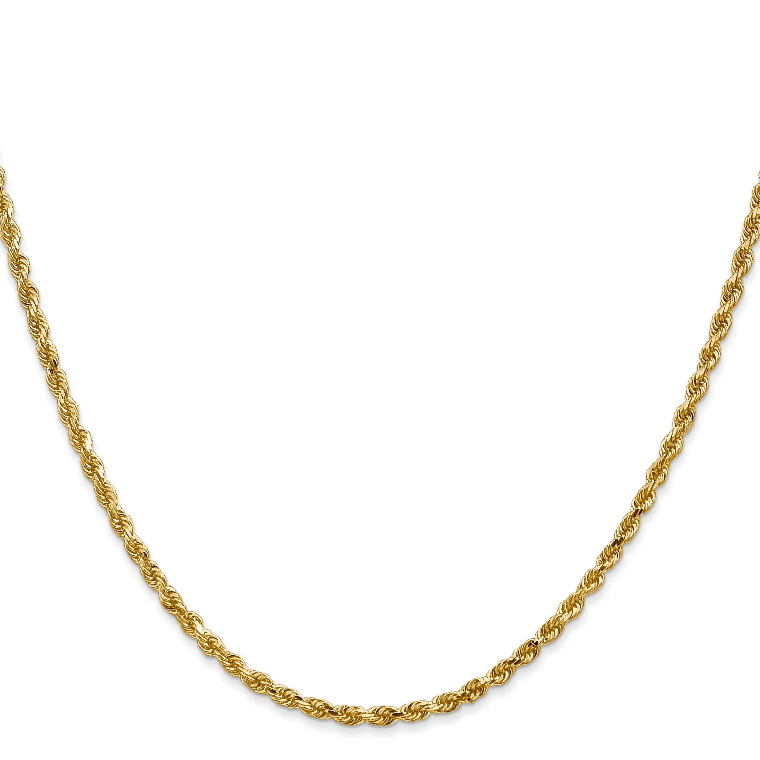 14k Yellow Gold 2.5mm D.C Lightweight Rope Chain