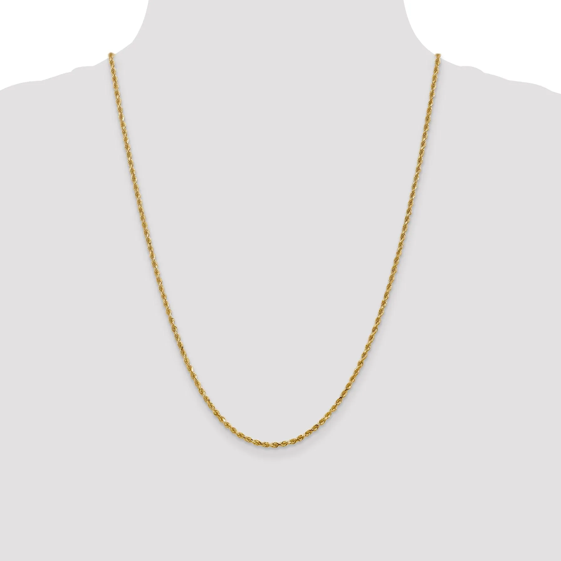 14k Yellow Gold 2.5mm D.C Lightweight Rope Chain