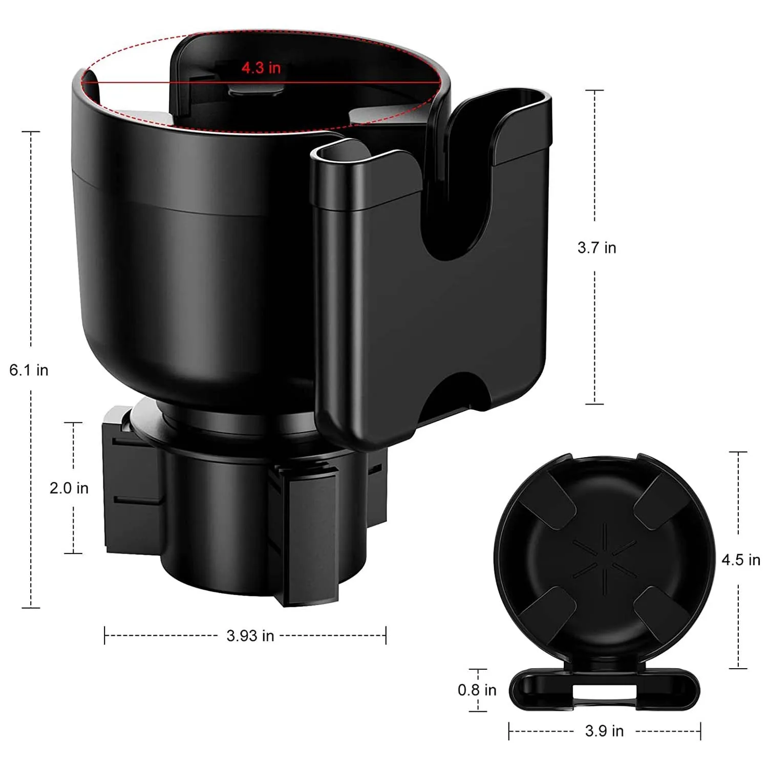 2-in-1 Car Cup Holder Expander Adapter with Adjustable Base, Custom Fit For Your Cars, Car Cup Holder Expander Organizer with Phone Holder, Fits 32/40 oz Drinks Bottles, Car Accessories FD15988