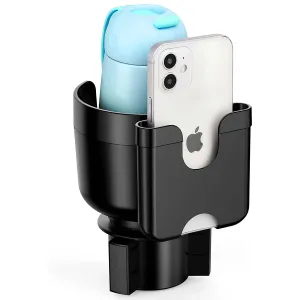 2-in-1 Car Cup Holder Expander Adapter with Adjustable Base, Custom Fit For Your Cars, Car Cup Holder Expander Organizer with Phone Holder, Fits 32/40 oz Drinks Bottles, Car Accessories VE15988