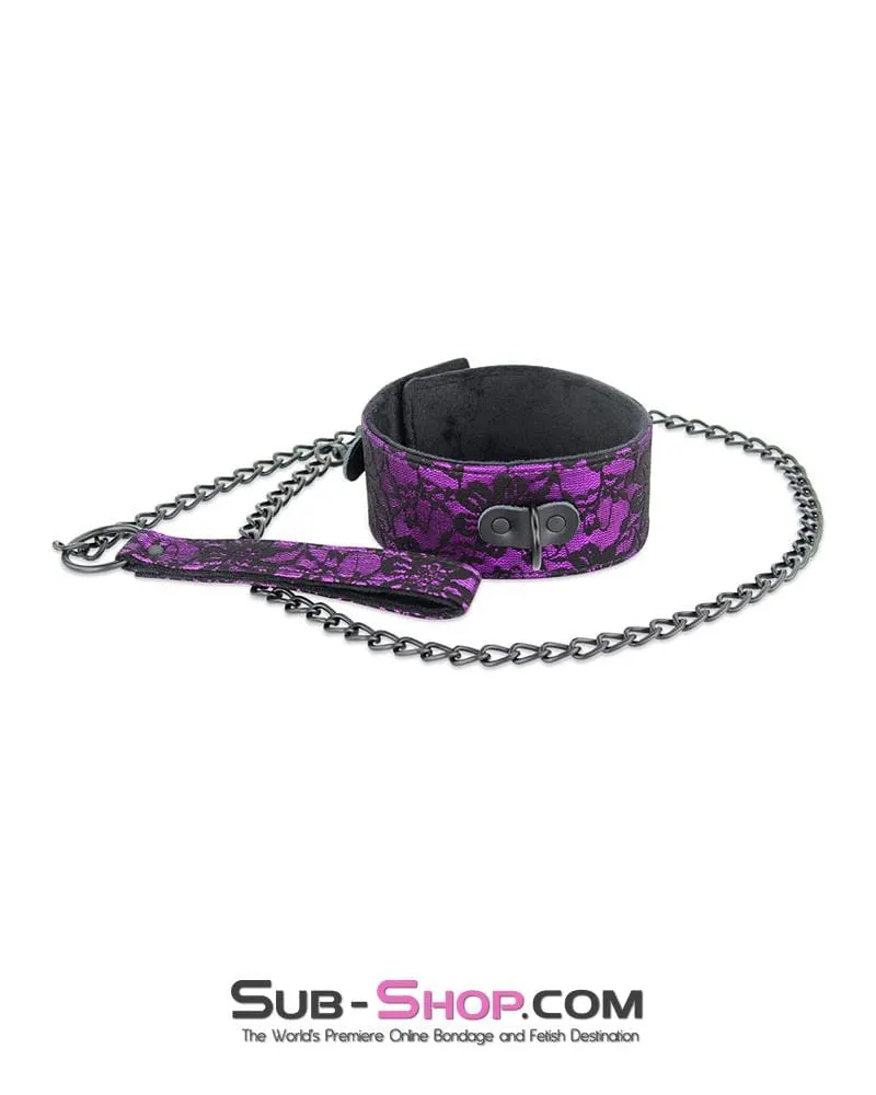 3431M      Royal Leadership Fur Lined Purple Lace Collar and Leash Set