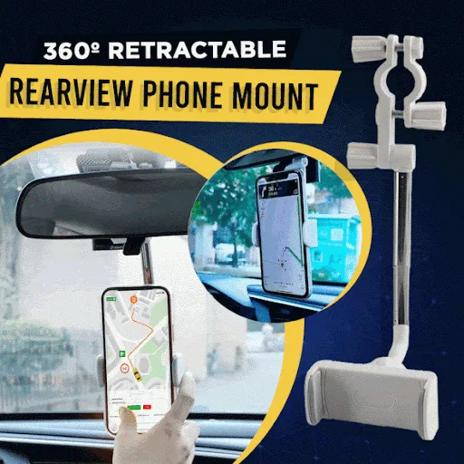 360° Car Rearview Mirror Phone Holder