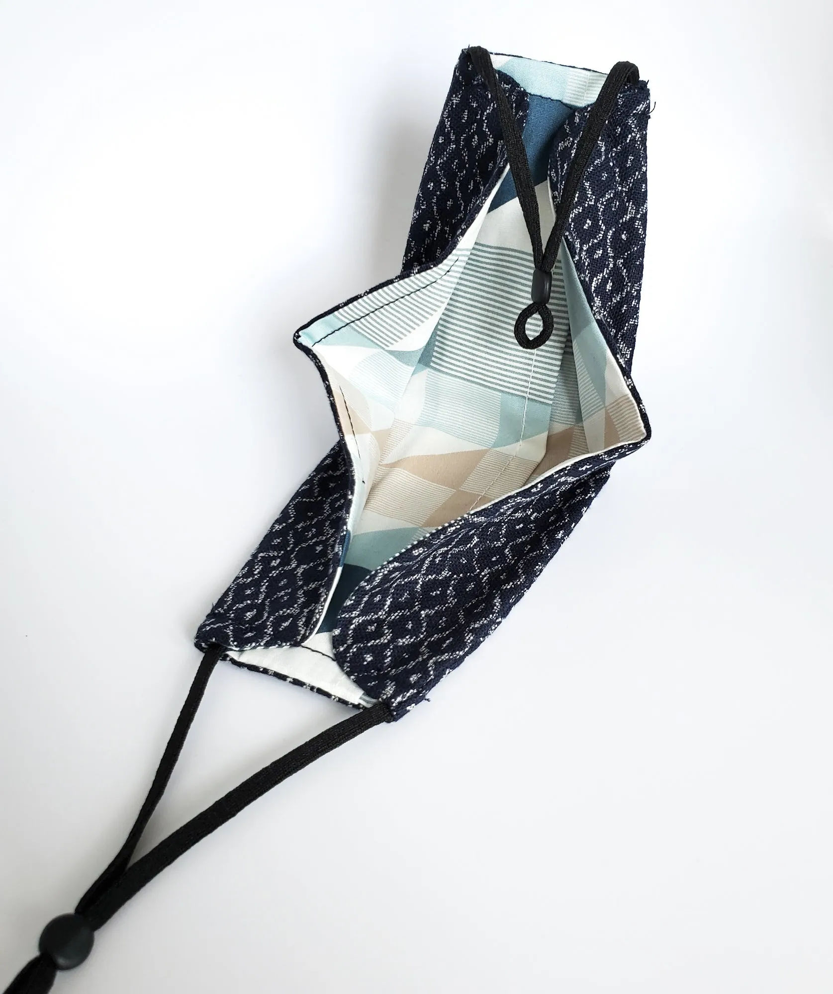 3D Japanese Origami Mask Snake in Indigo