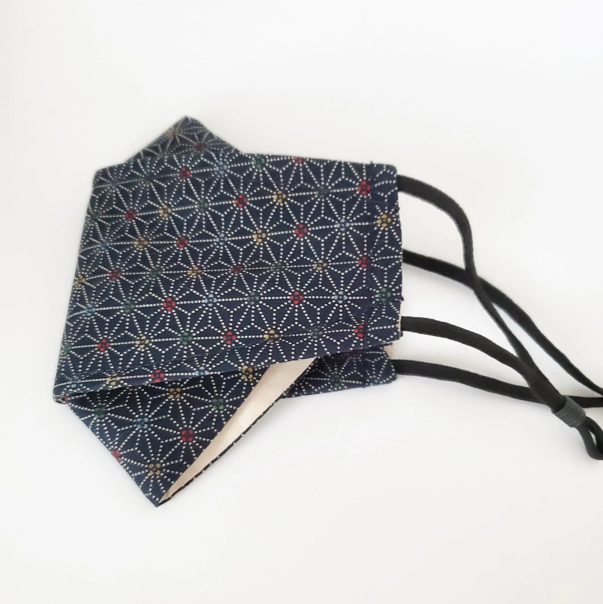 3D Origami Mask Asanoha Star in Blue and Red