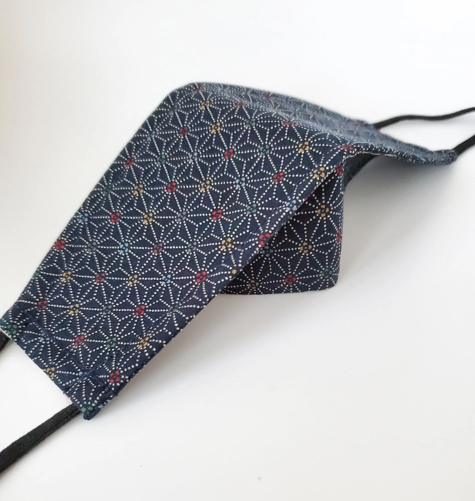 3D Origami Mask Asanoha Star in Blue and Red