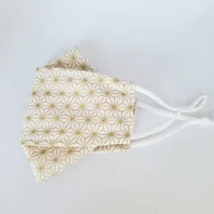 3D Origami Mask Asanoha Star in Ivory/Gold