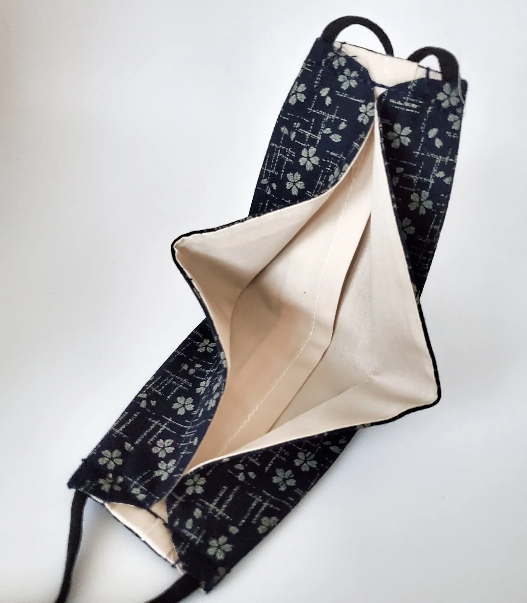 3D Origami Mask in Tiny Sakura Cherry Blossom Blue
