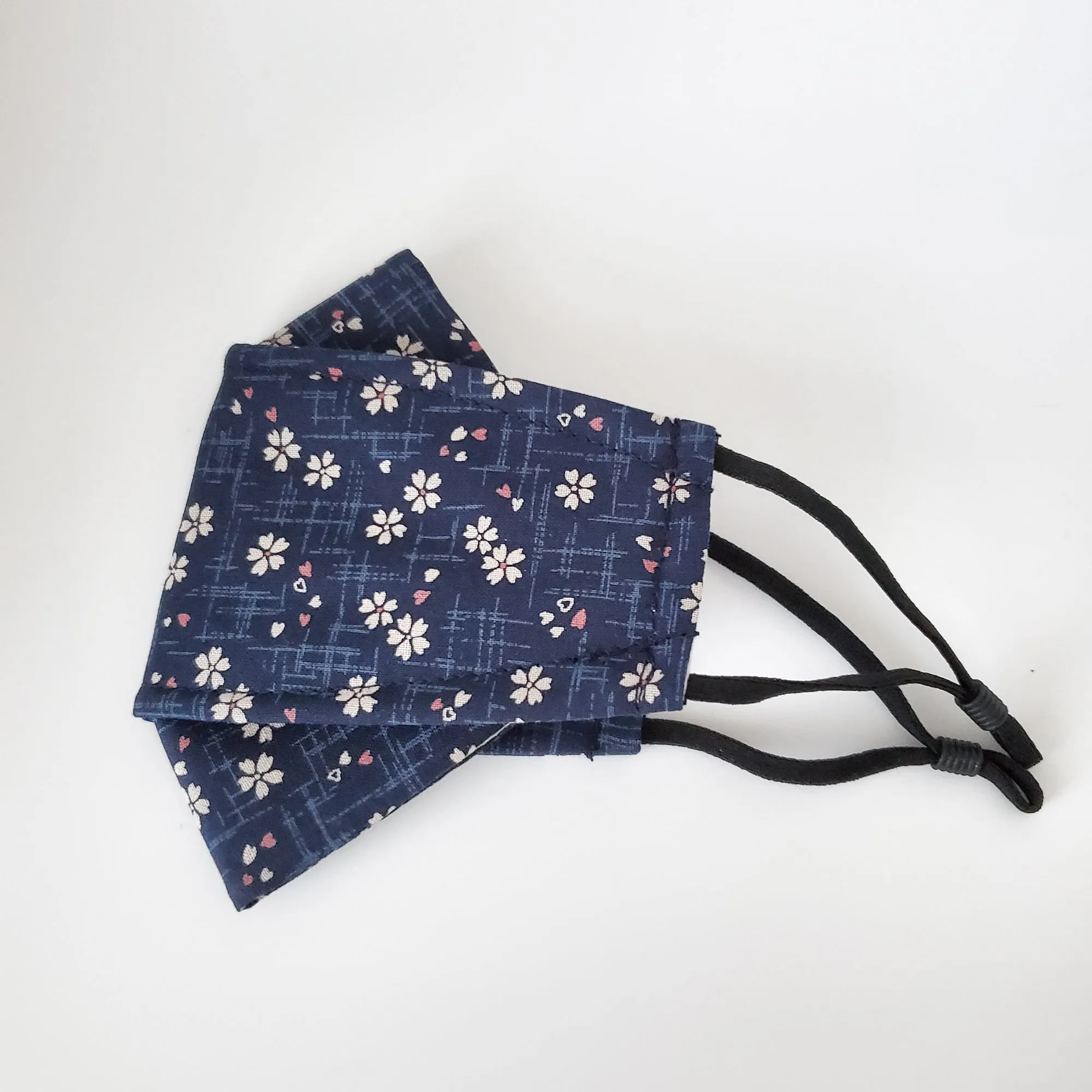 3D Origami Mask in Tiny Sakura Cherry Blossom in Blue/Pink