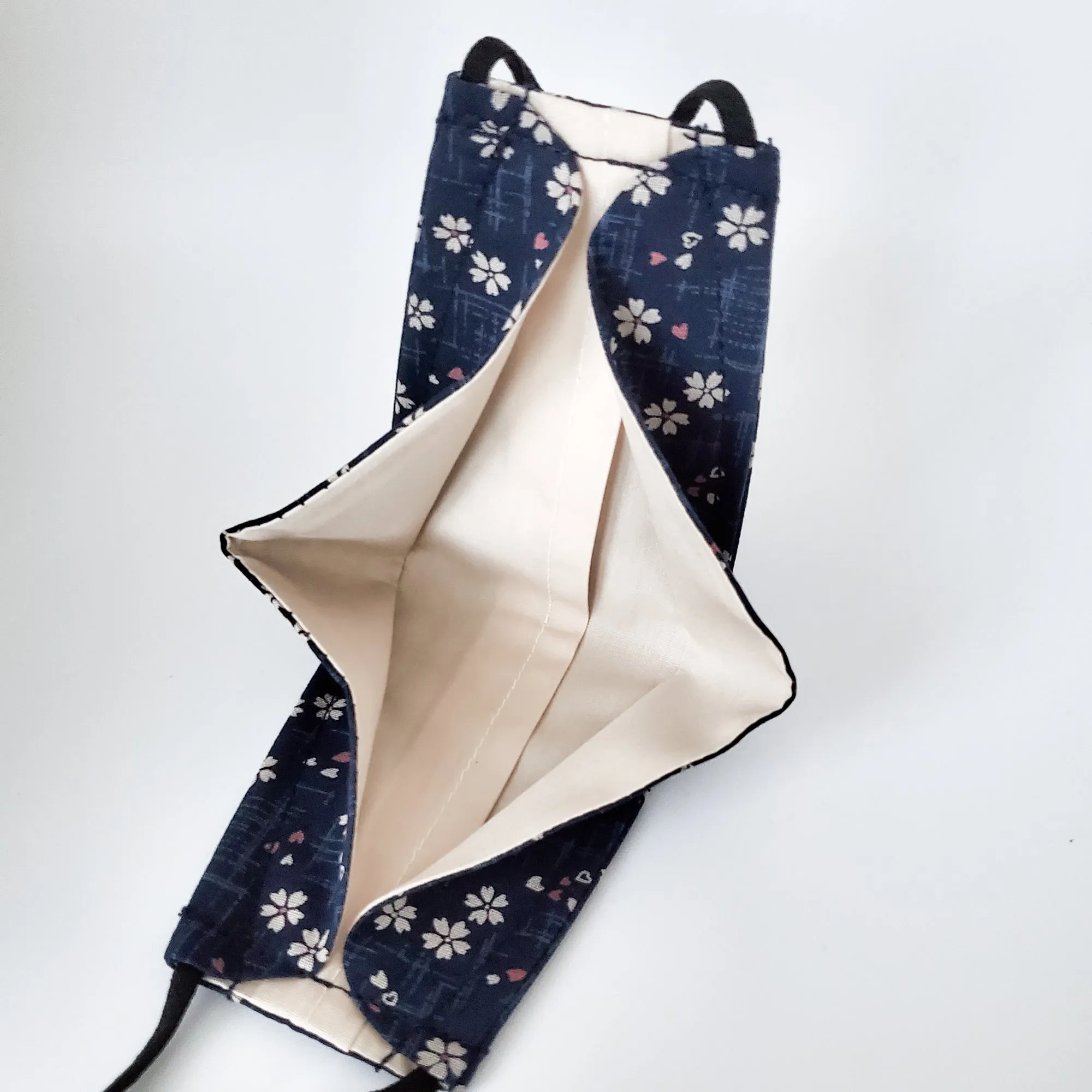 3D Origami Mask in Tiny Sakura Cherry Blossom in Blue/Pink