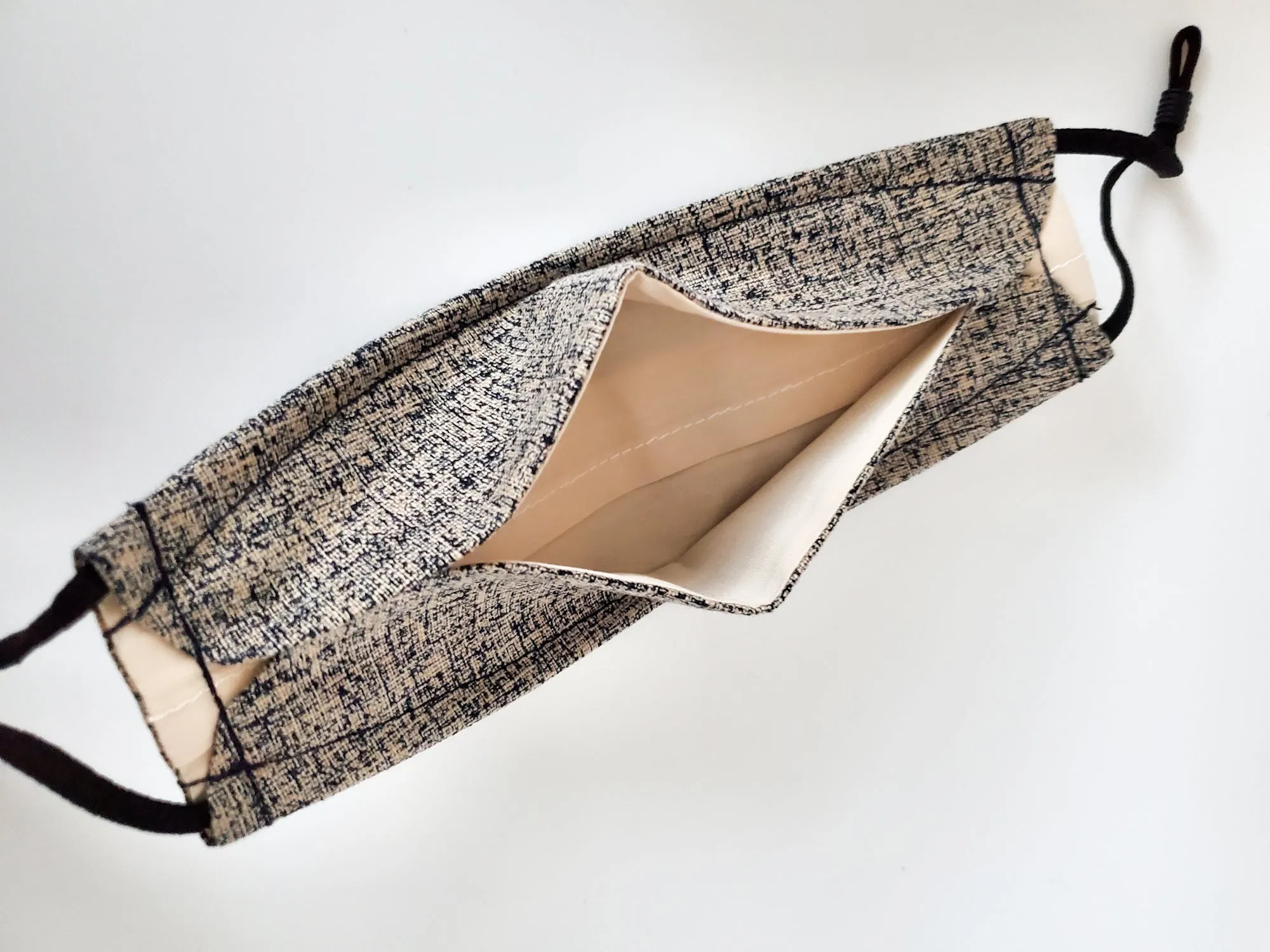 3D Origami Mask Rustic Weave Indigo