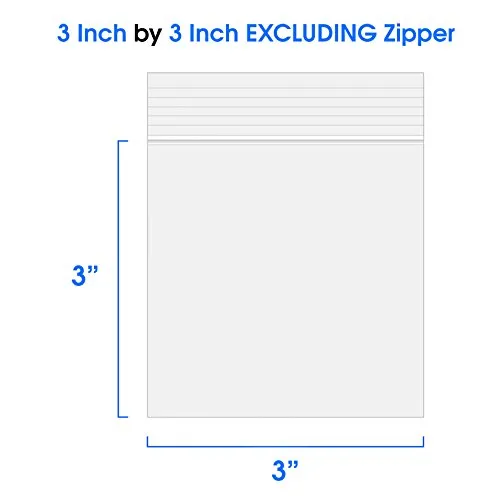 3" x 3" (200/1000 Pack) Re-closable Zip Lock Plastic Clear Poly Bag 2 Mil