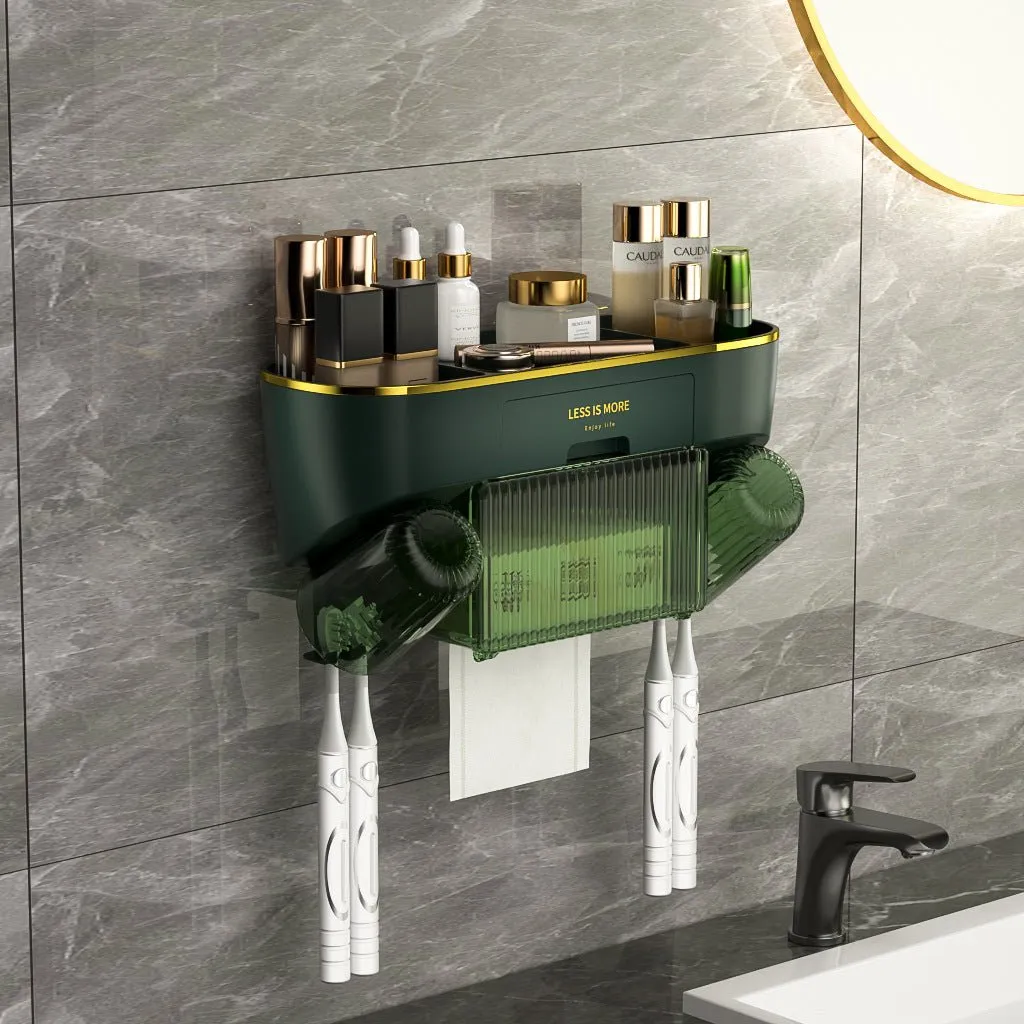 Athena's Touch Toothbrush Holder – Elegant & Multifunctional Bathroom Organizer with Toothpaste Squeezer
