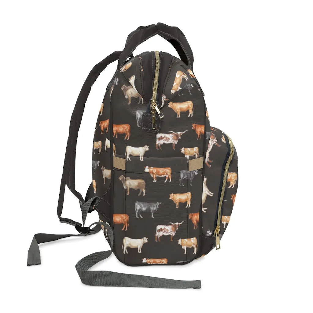 Beef Cows Diaper Bag in Black