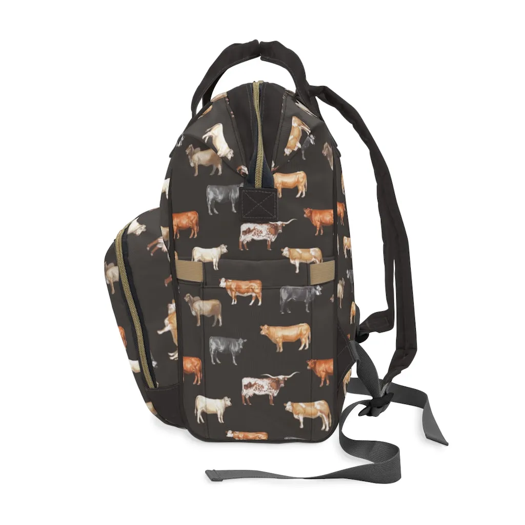 Beef Cows Diaper Bag in Black