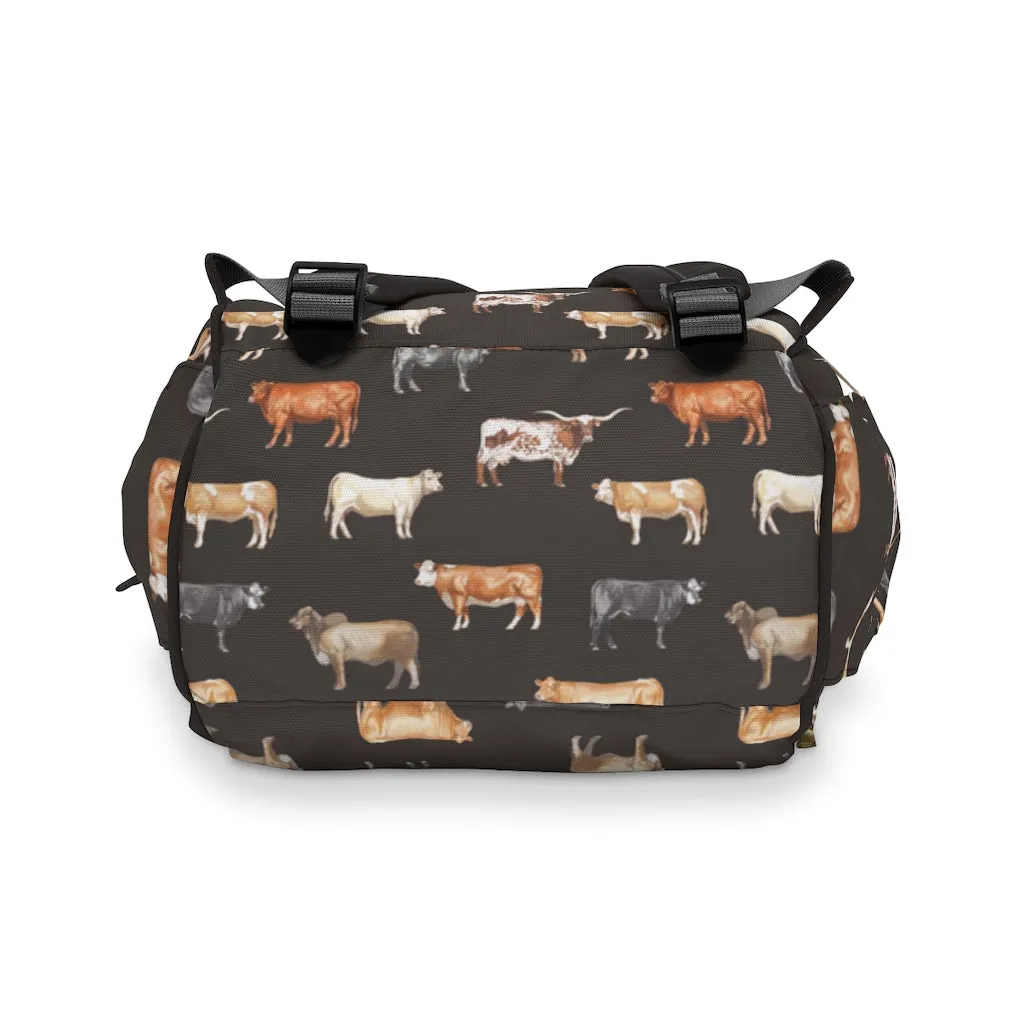 Beef Cows Diaper Bag in Black