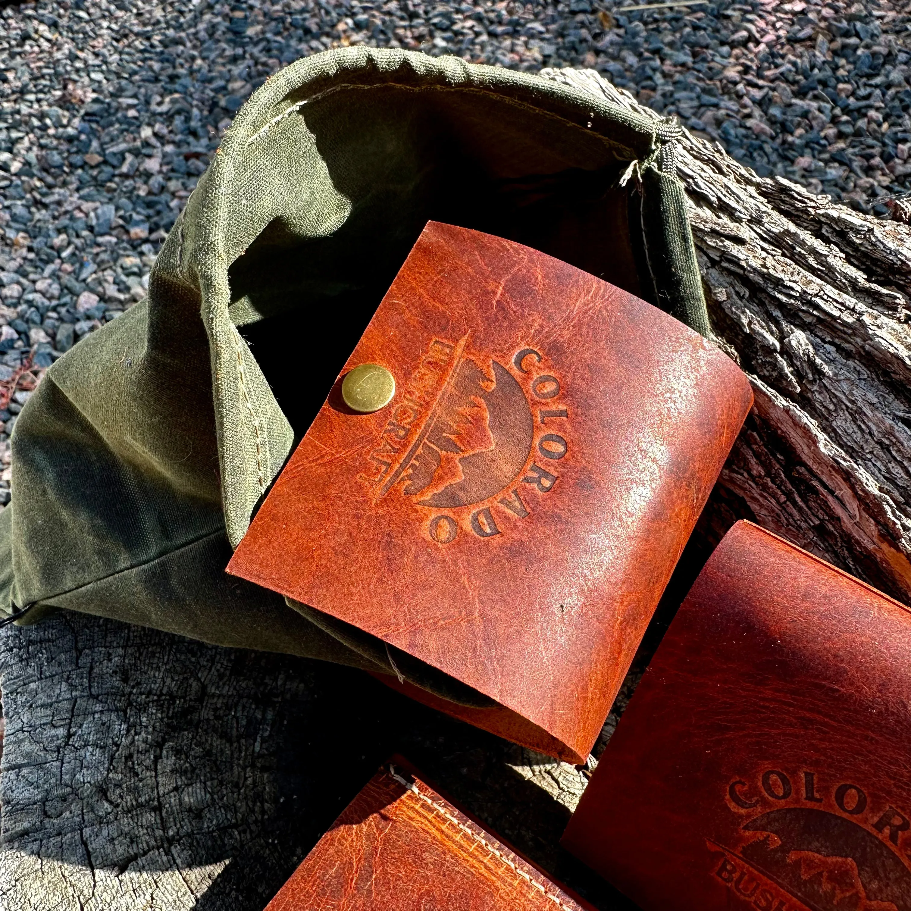 Bushcraft Foraging Pouch Gathering Bag Dump Sack Folding Pocket Leather (American Bison / olive)