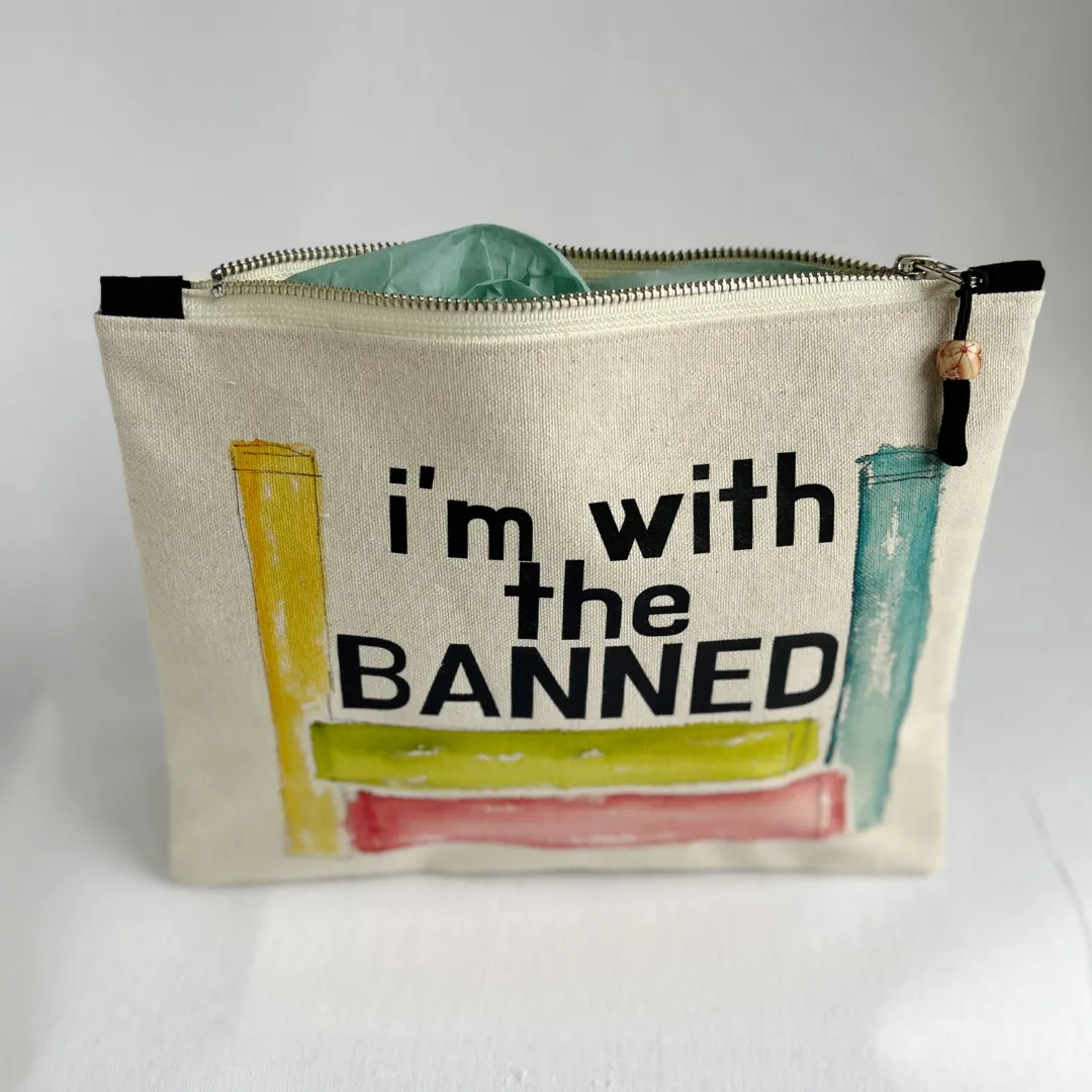 Canvas zip bag painted LARGE - I'm with the Banned