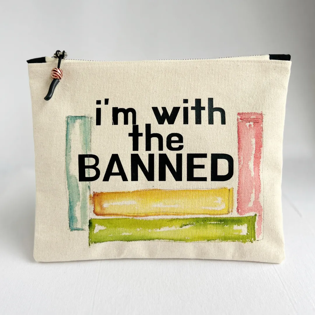 Canvas zip bag painted LARGE - I'm with the Banned