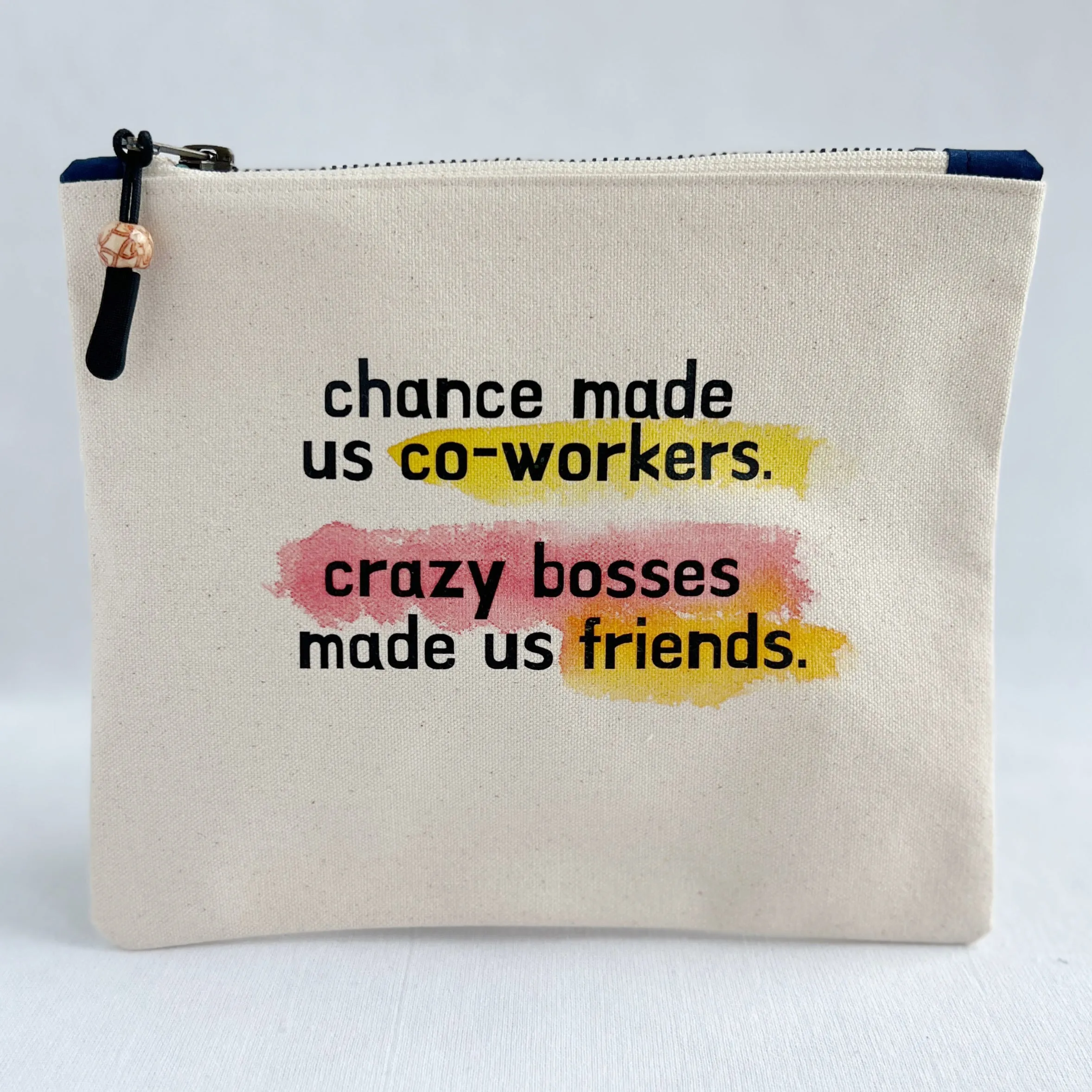 Canvas zip bag painted SMALL - coworkers and bosses