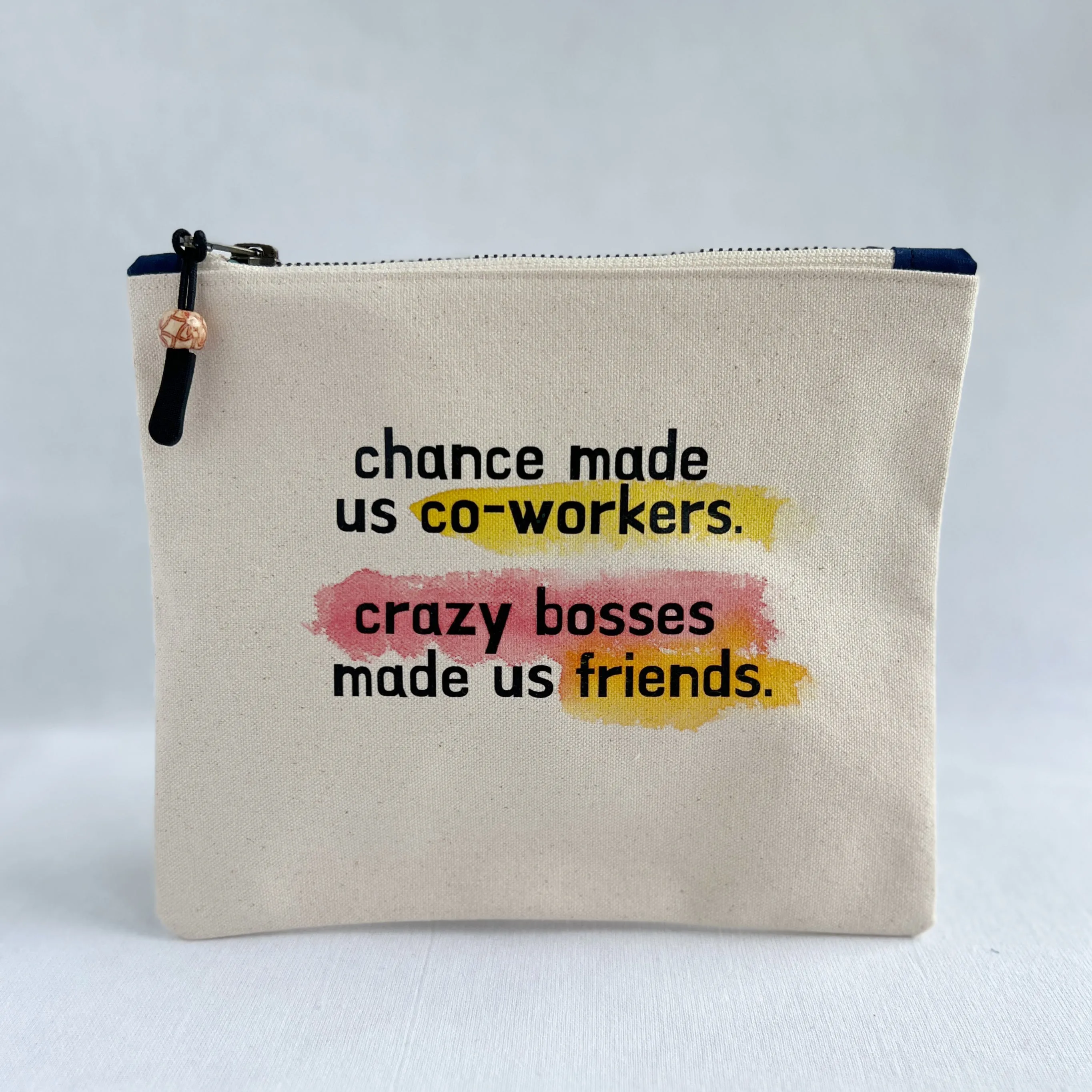 Canvas zip bag painted SMALL - coworkers and bosses