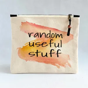 Canvas zip bag painted small  - random useful stuff in here
