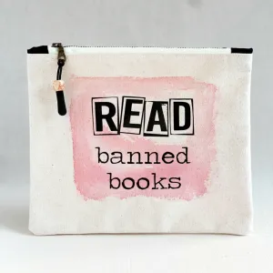 Canvas zip bag painted small - read banned books