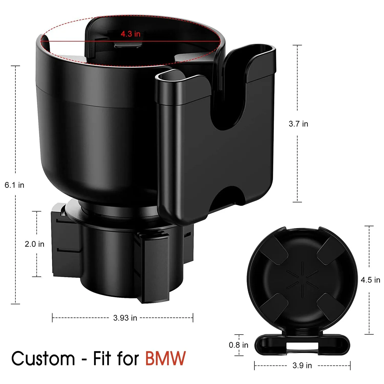 Car Cup Holder 2-in-1, Custom-Fit For Car, Car Cup Holder Expander Adapter with Adjustable Base, Car Cup Holder Expander Organizer with Phone Holder WAKX233