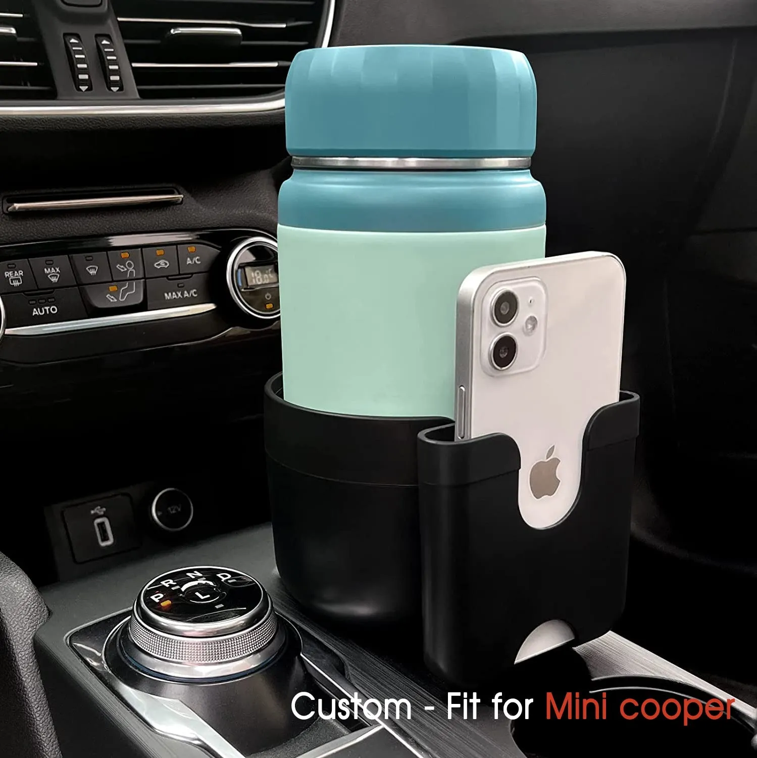 Car Cup Holder 2-in-1, Custom-Fit For Car, Car Cup Holder Expander Adapter with Adjustable Base, Car Cup Holder Expander Organizer with Phone Holder WAMT233