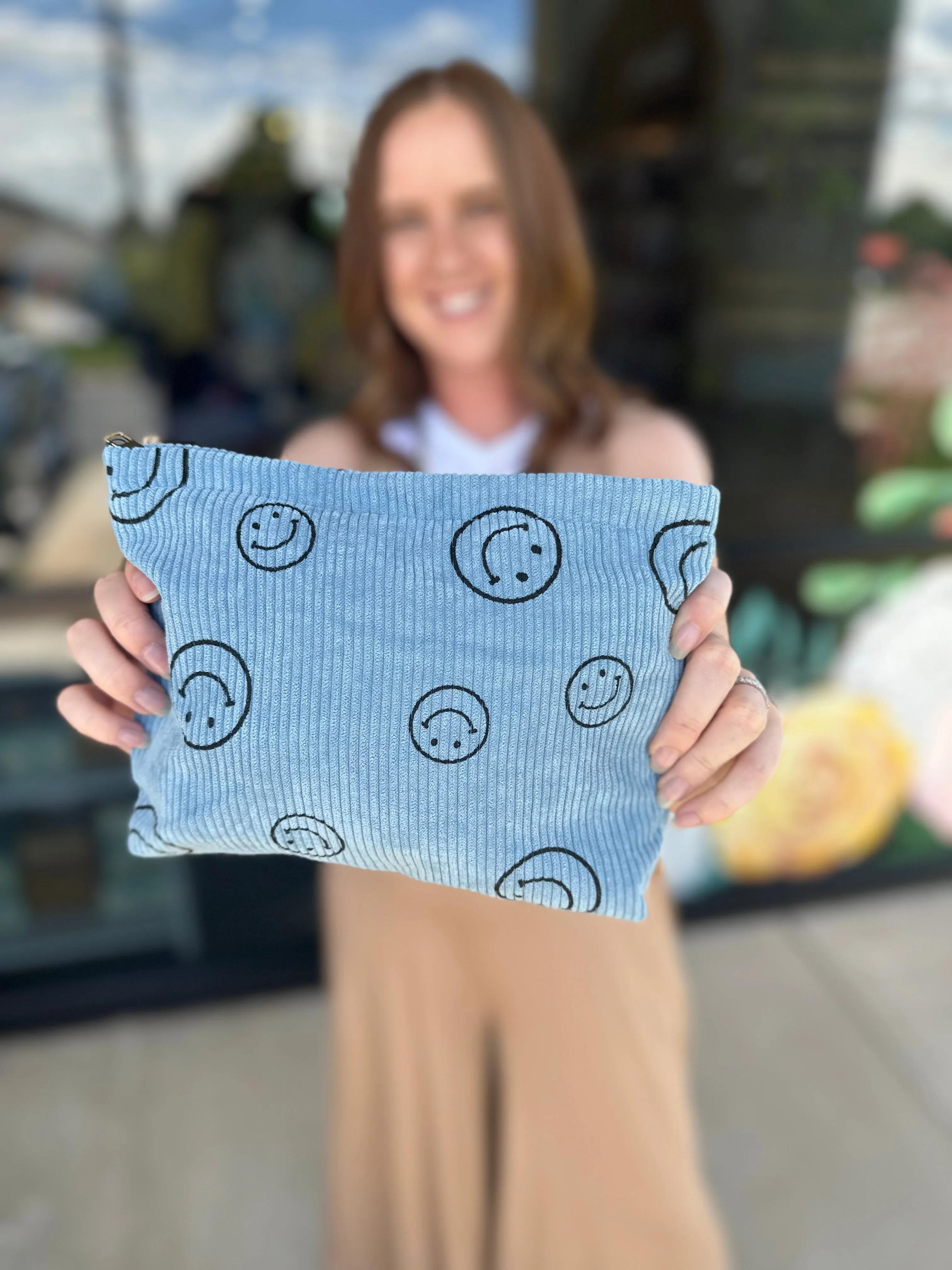Corduroy Smile Makeup Bag