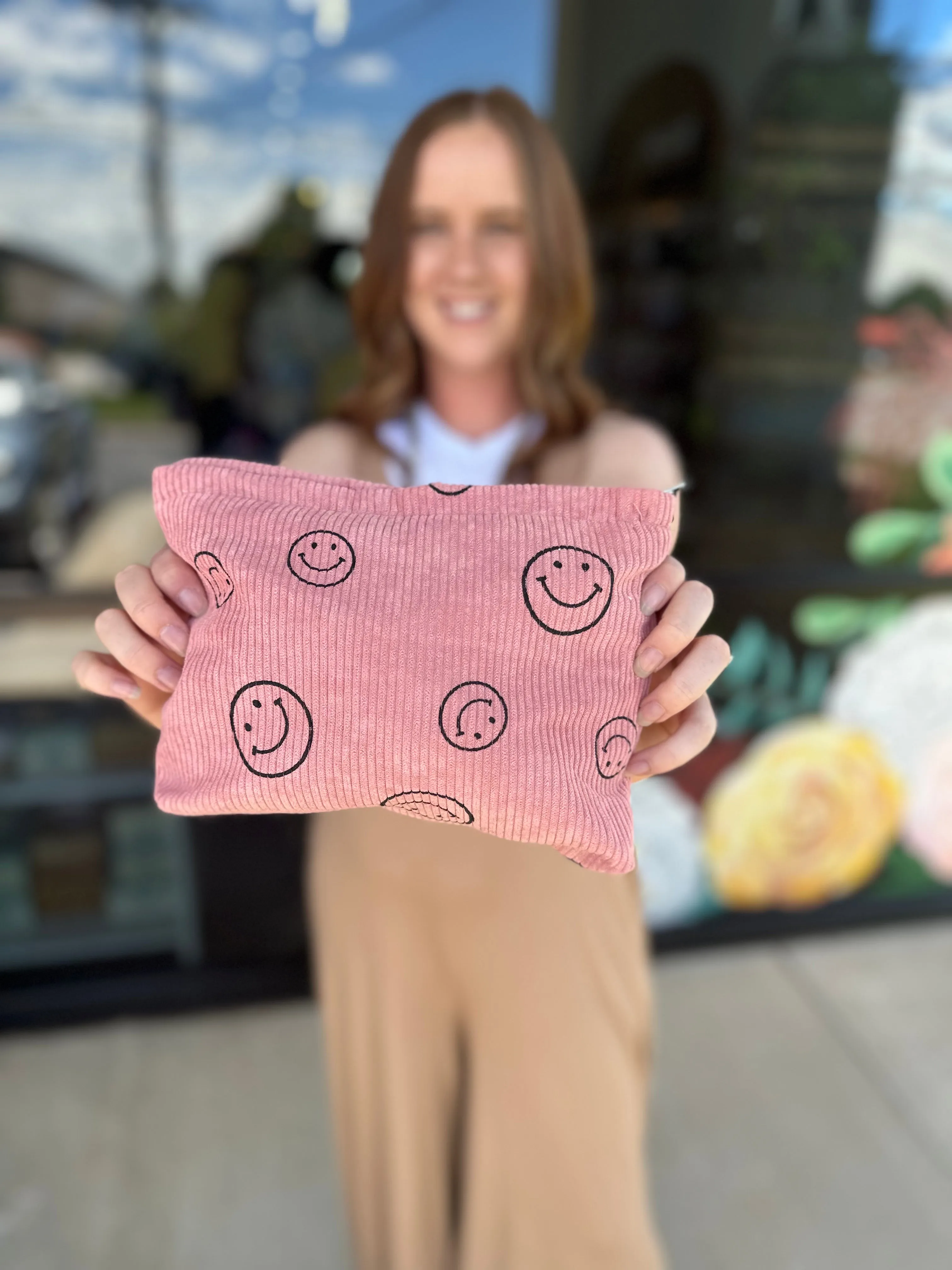 Corduroy Smile Makeup Bag