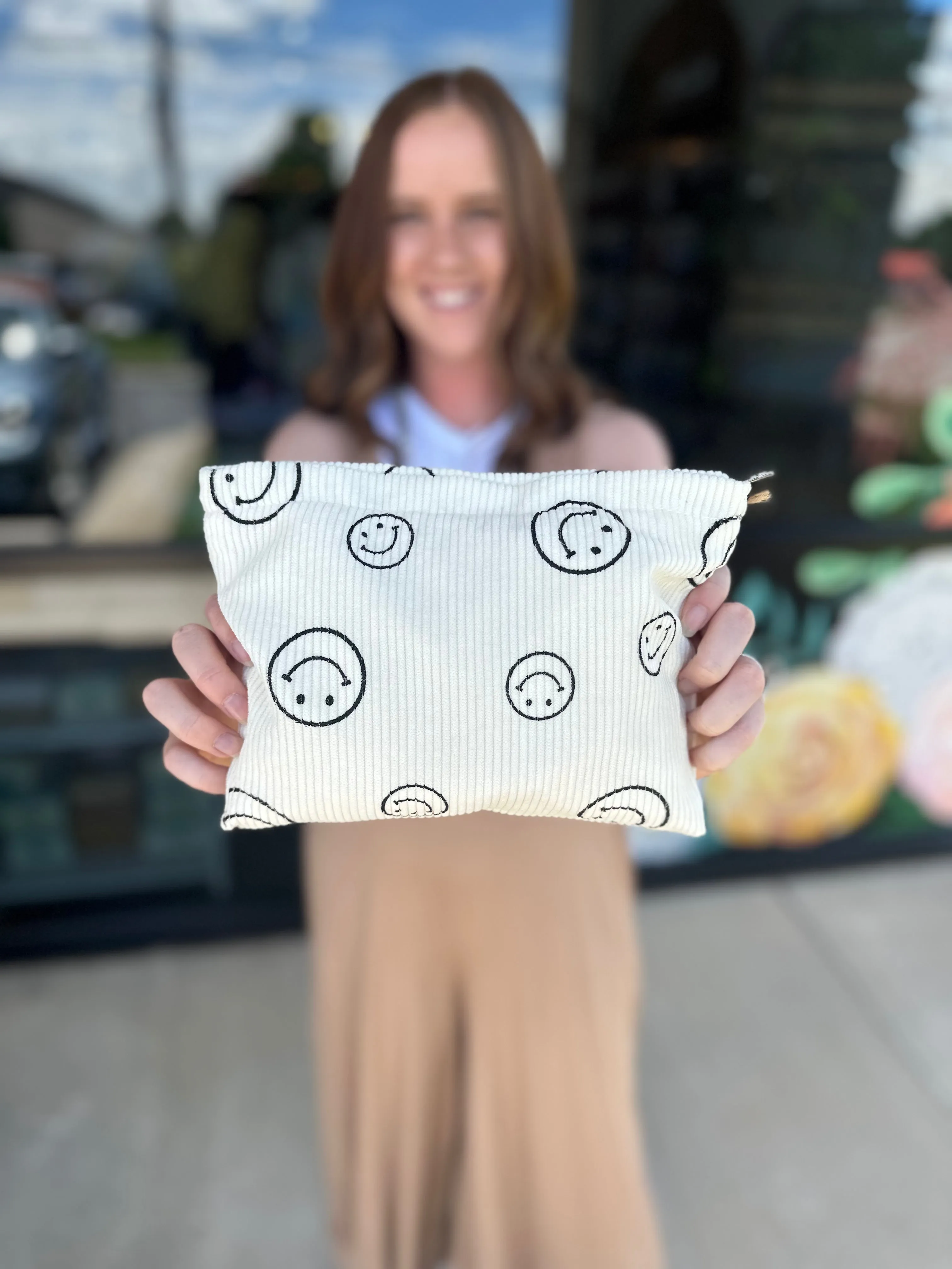 Corduroy Smile Makeup Bag