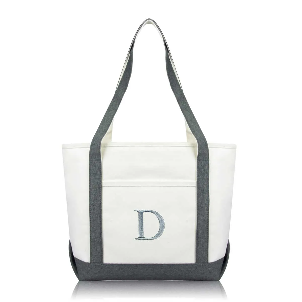 Dalix Medium Personalized Tote Bag Monogrammed Initial Letter - D