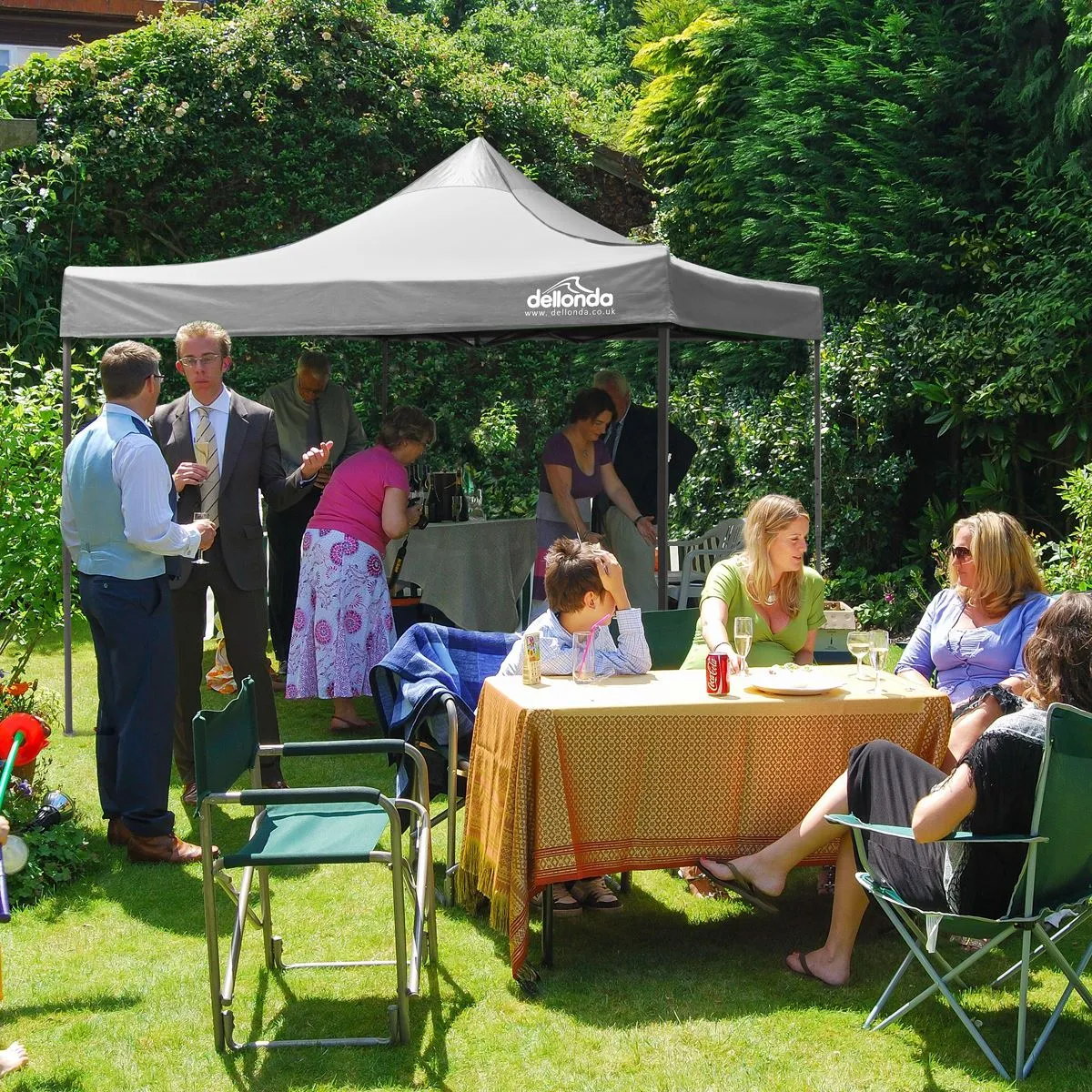 Dellonda Premium 3 x 3m Pop-Up Gazebo, PVC Coated, Water Resistant Fabric, Supplied with Carry Bag, Rope, Stakes & Weight Bags - Grey Canopy