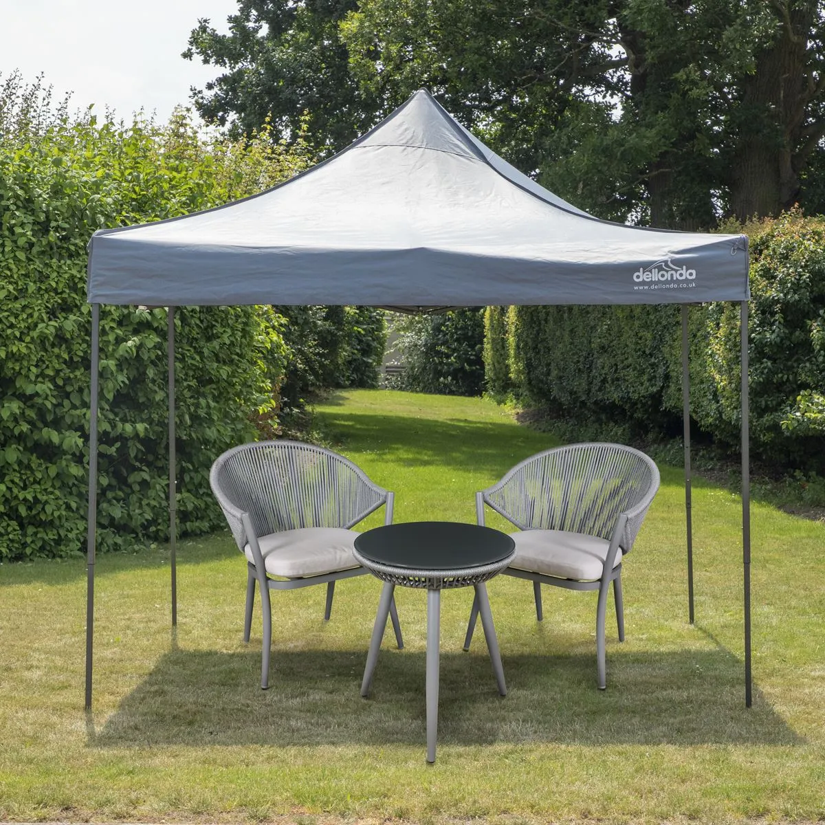 Dellonda Premium 3 x 3m Pop-Up Gazebo, PVC Coated, Water Resistant Fabric, Supplied with Carry Bag, Rope, Stakes & Weight Bags - Grey Canopy