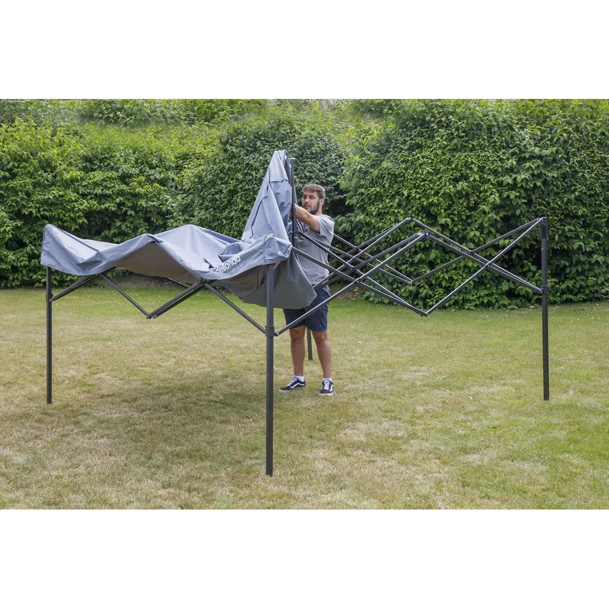 Dellonda Premium 3 x 3m Pop-Up Gazebo, PVC Coated, Water Resistant Fabric, Supplied with Carry Bag, Rope, Stakes & Weight Bags - Grey Canopy