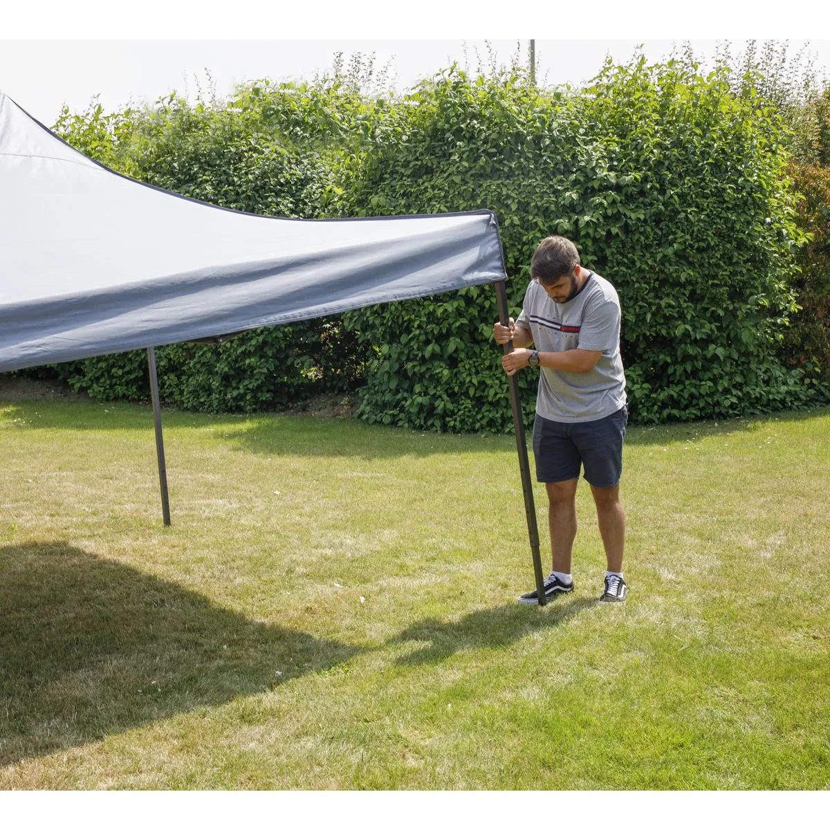 Dellonda Premium 3 x 3m Pop-Up Gazebo, PVC Coated, Water Resistant Fabric, Supplied with Carry Bag, Rope, Stakes & Weight Bags - Grey Canopy