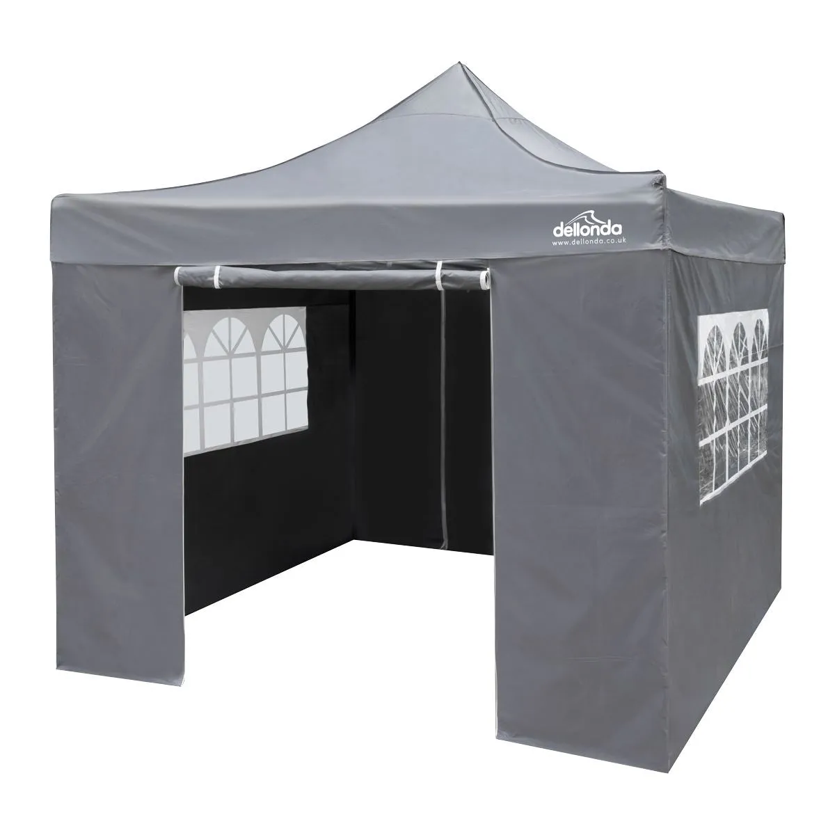 Dellonda Premium 3x3m Pop-Up Gazebo & Side Walls, PVC Coated, Water Resistant Fabric with Carry Bag, Rope, Stakes & Weight Bags - Grey