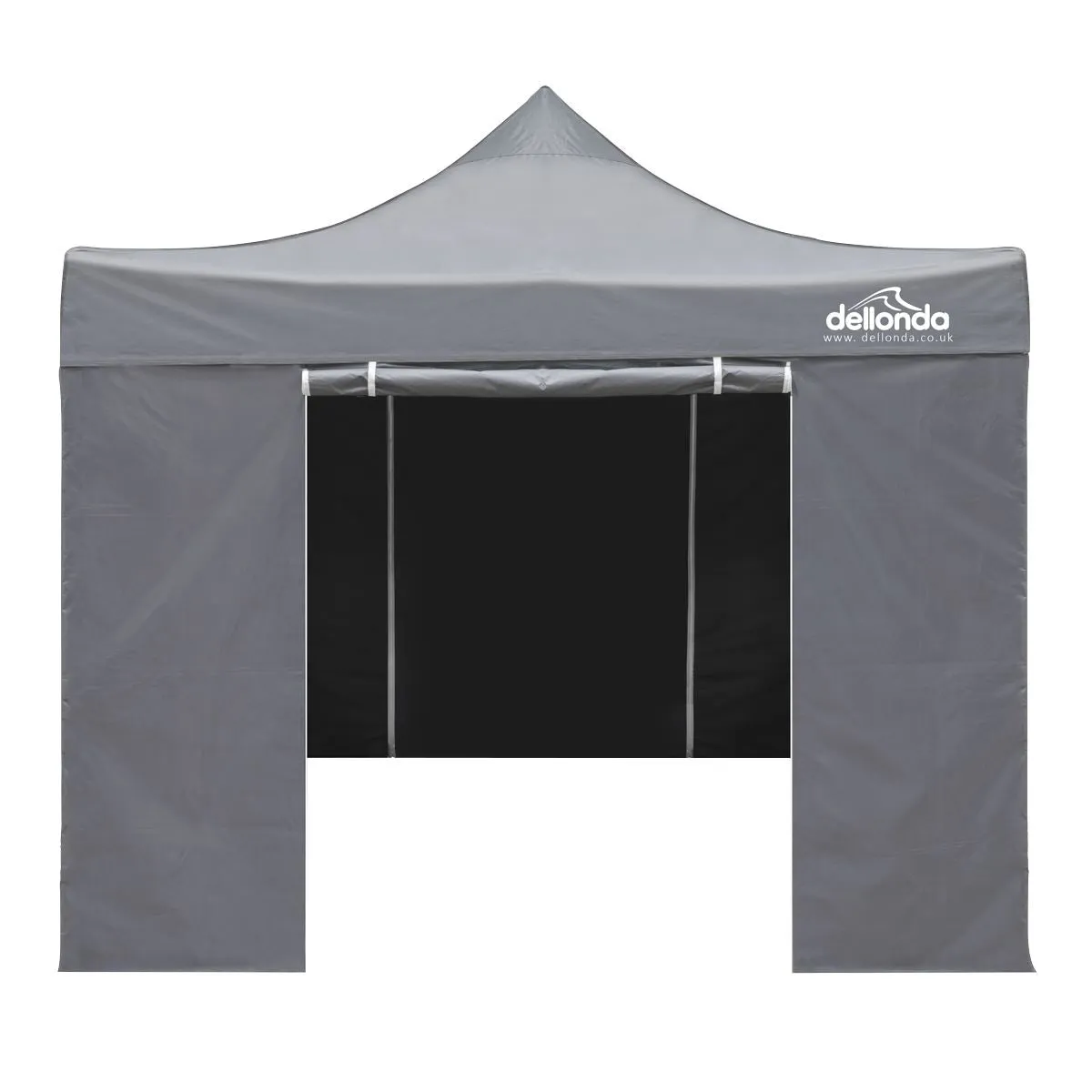 Dellonda Premium 3x3m Pop-Up Gazebo & Side Walls, PVC Coated, Water Resistant Fabric with Carry Bag, Rope, Stakes & Weight Bags - Grey