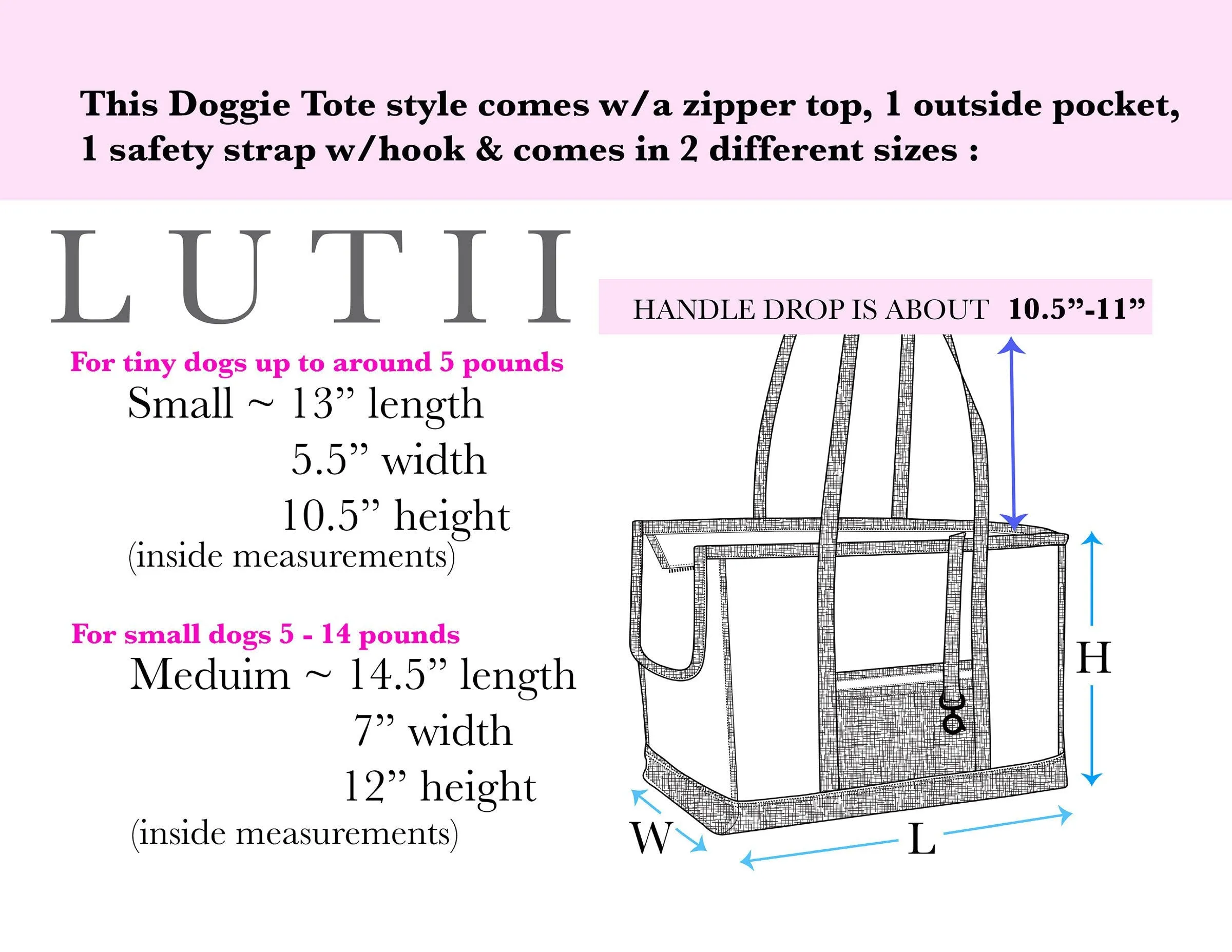 dog carrier, non-overheating, spring/summer lightweight 3D flowered pet tote "JUST PINK"