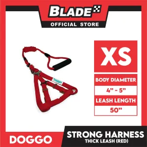 Doggo Strong Harness Thick Leash Soft Handle Steel Connector Extra Small (Red) Safe Harness for Your Dog