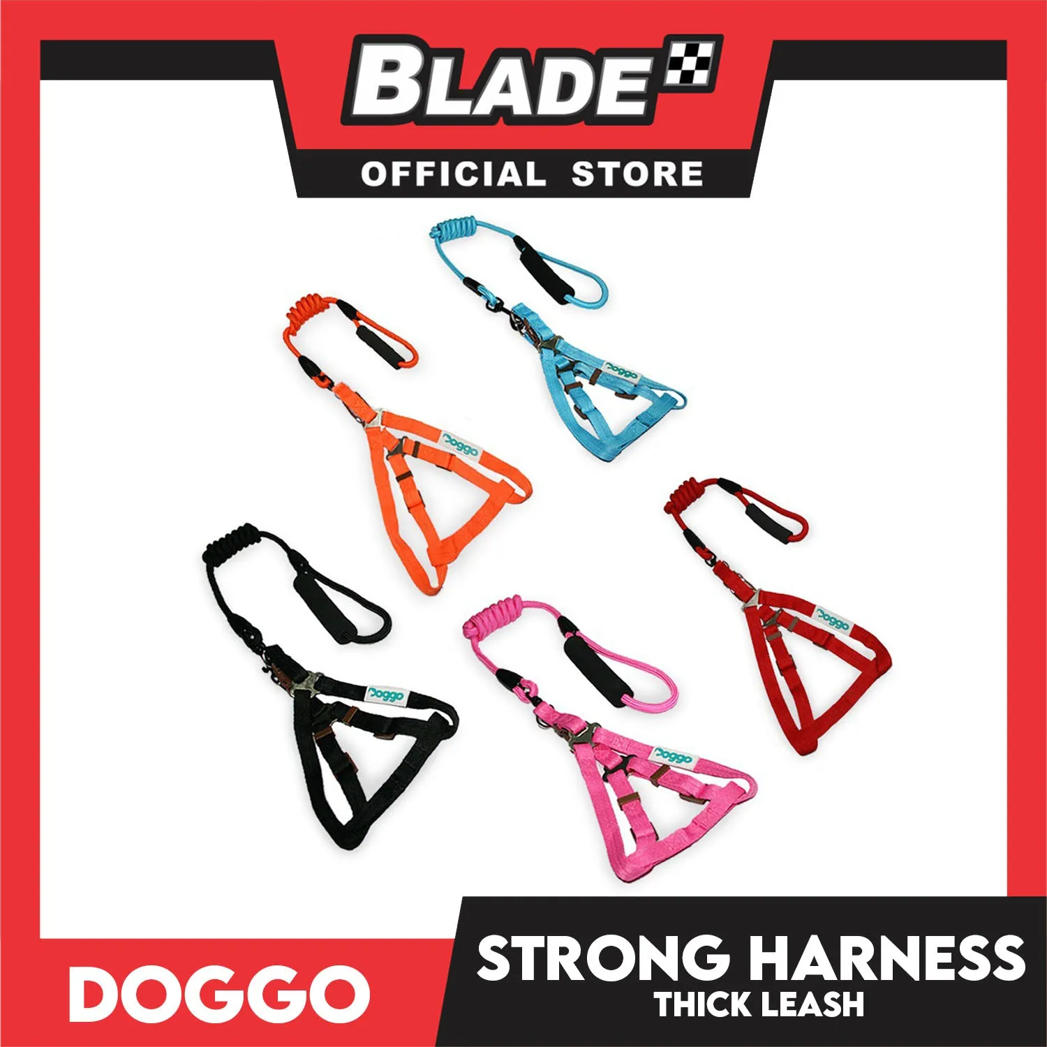Doggo Strong Harness Thick Leash Soft Handle Steel Connector Small (Orange) Safe Harness for Your Dog