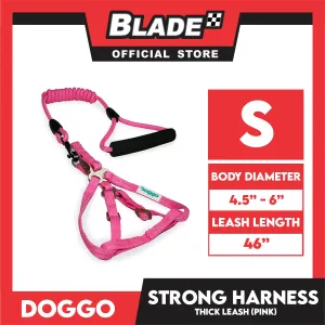 Doggo Strong Harness Thick Leash Soft Handle Steel Connector Small (Pink) Safe Harness for Your Dog